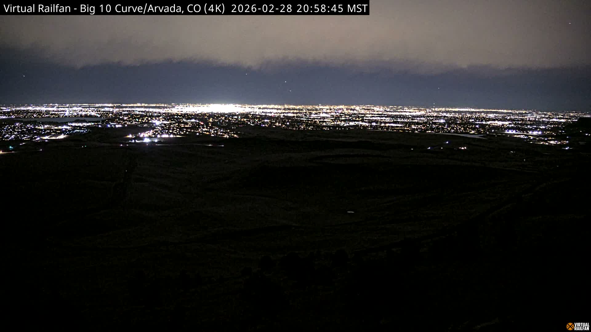 Denver Skyline  & Arvada Big  10 Curve Railroad Live Cam - Arvada, Jefferson, Colorado, USA