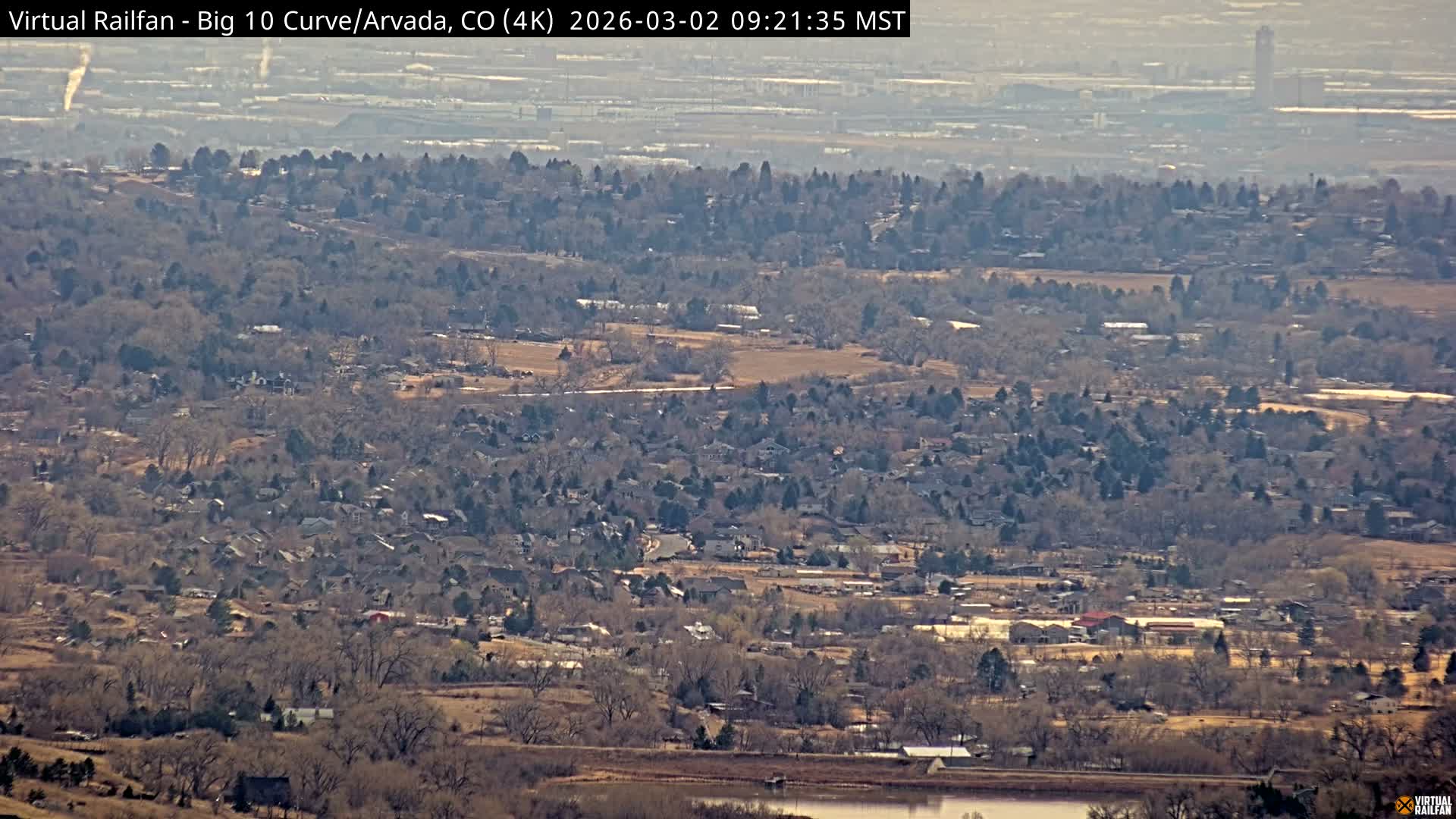 Denver Skyline  & Arvada Big  10 Curve Railroad Live Cam - Arvada, Jefferson, Colorado, USA