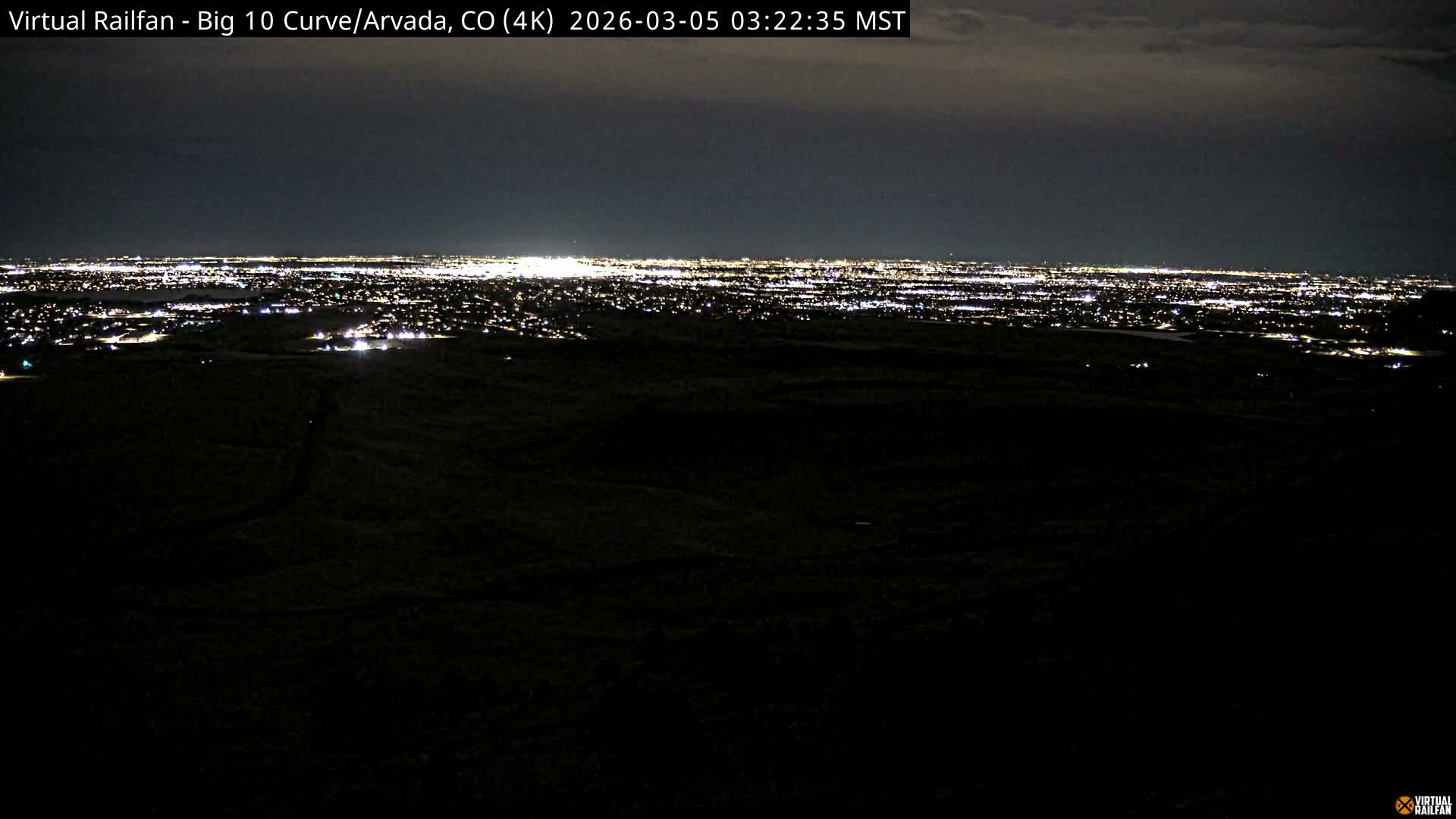 Denver Skyline  & Arvada Big  10 Curve Railroad Live Cam - Arvada, Jefferson, Colorado, USA