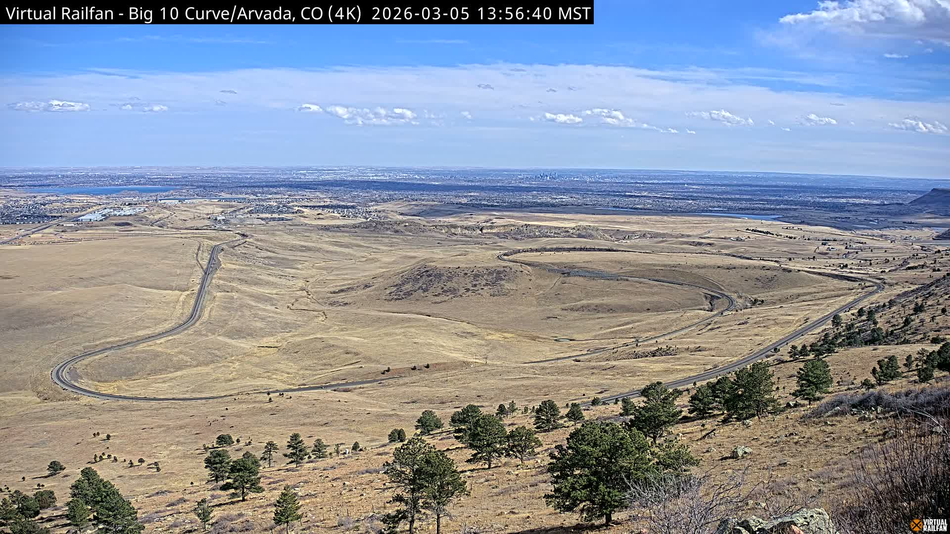 Denver Skyline  & Arvada Big  10 Curve Railroad Live Cam - Arvada, Jefferson, Colorado, USA