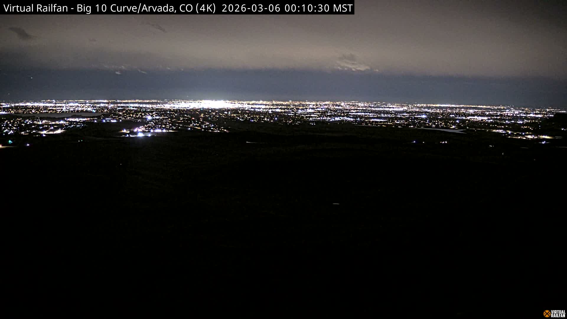 Denver Skyline  & Arvada Big  10 Curve Railroad Live Cam - Arvada, Jefferson, Colorado, USA