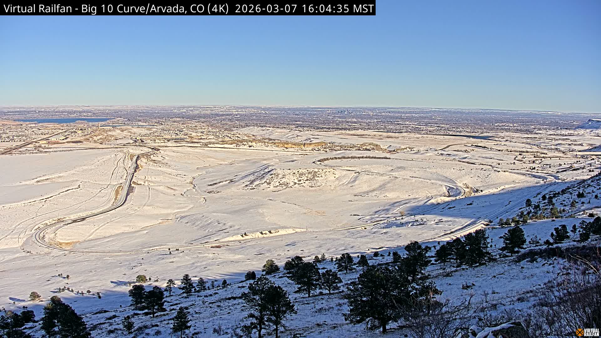 Denver Skyline  & Arvada Big  10 Curve Railroad Live Cam - Arvada, Jefferson, Colorado, USA