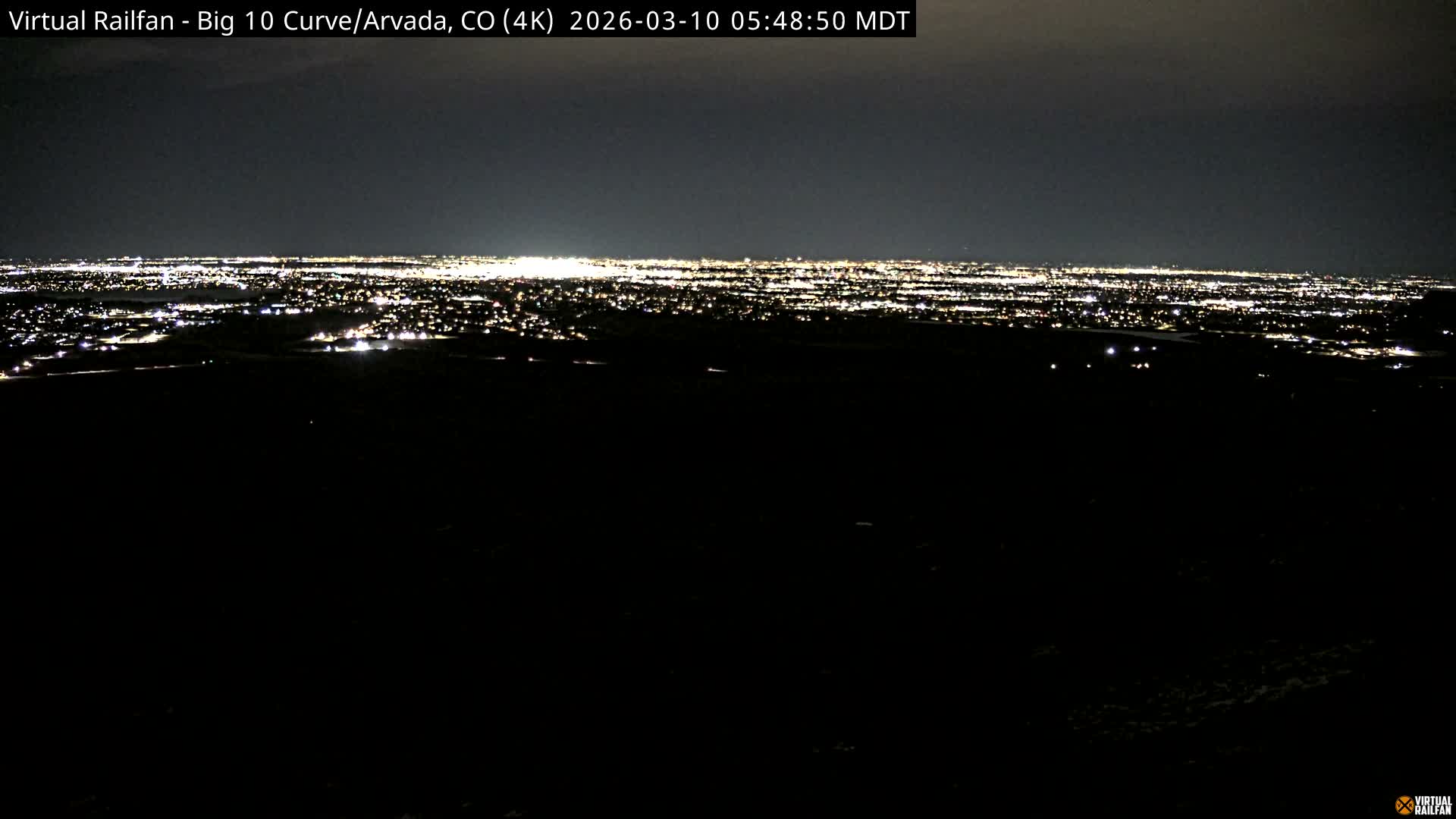 Denver Skyline  & Arvada Big  10 Curve Railroad Live Cam - Arvada, Jefferson, Colorado, USA
