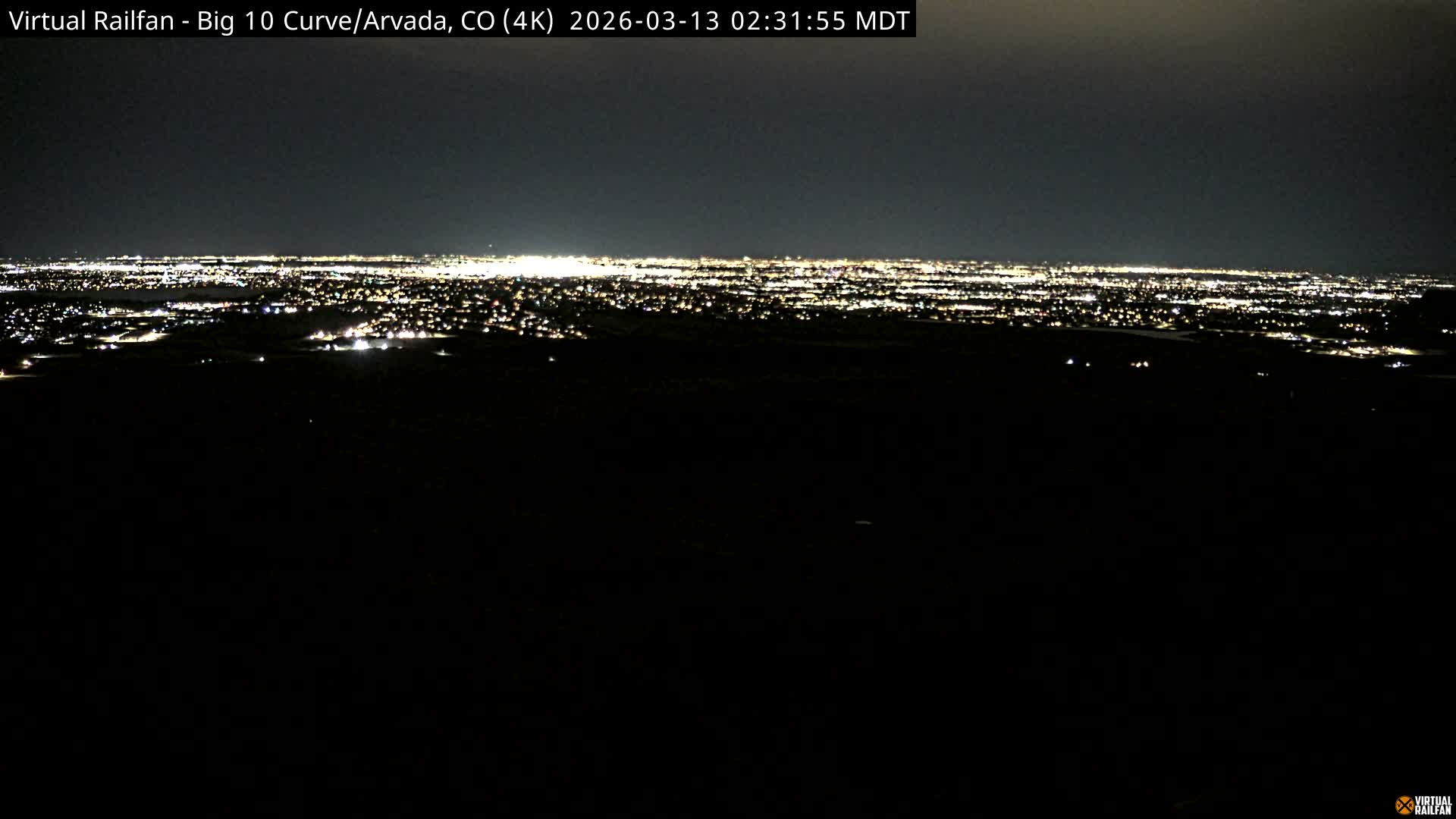 Denver Skyline  & Arvada Big  10 Curve Railroad Live Cam - Arvada, Jefferson, Colorado, USA