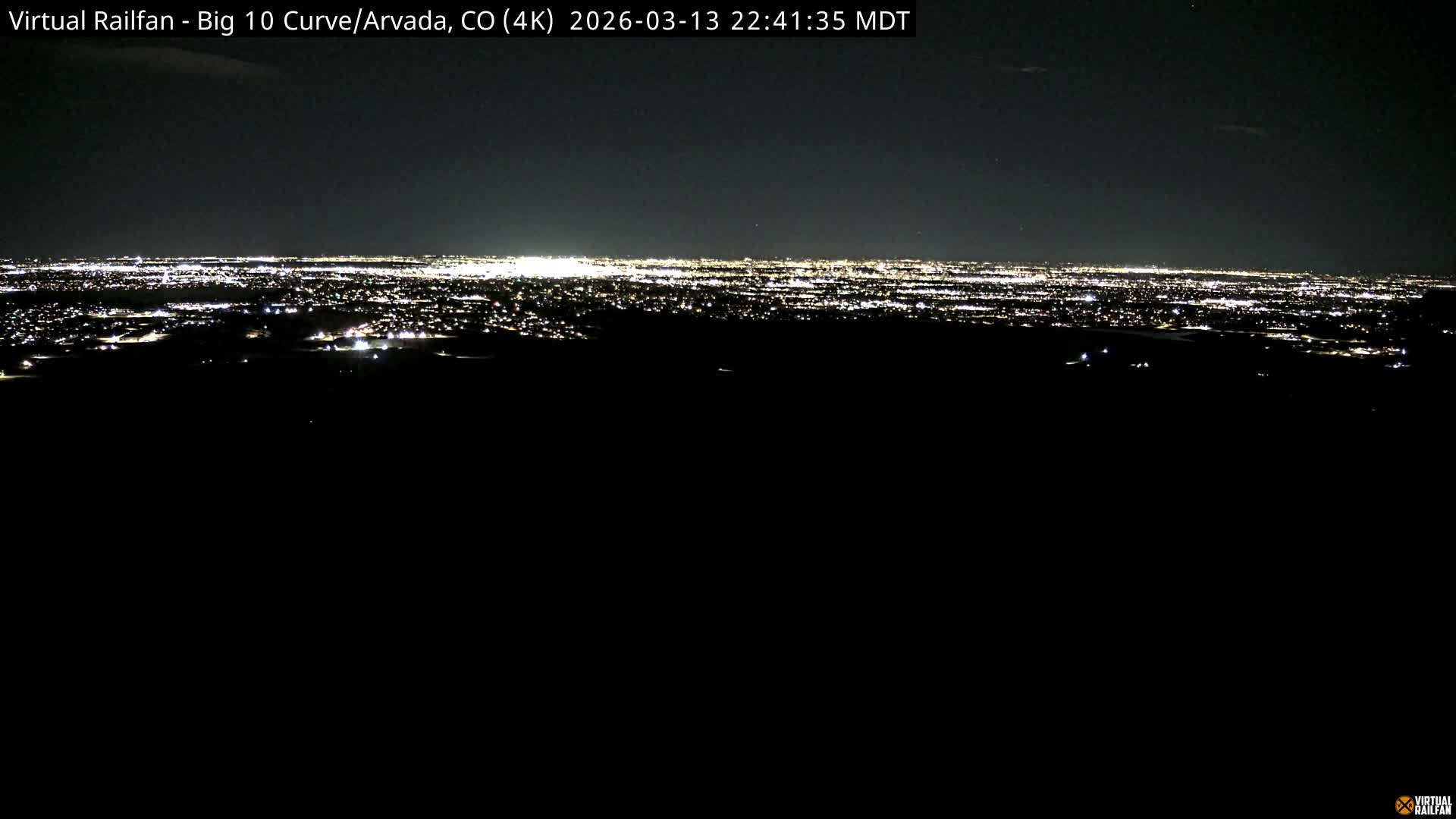 Denver Skyline  & Arvada Big  10 Curve Railroad Live Cam - Arvada, Jefferson, Colorado, USA