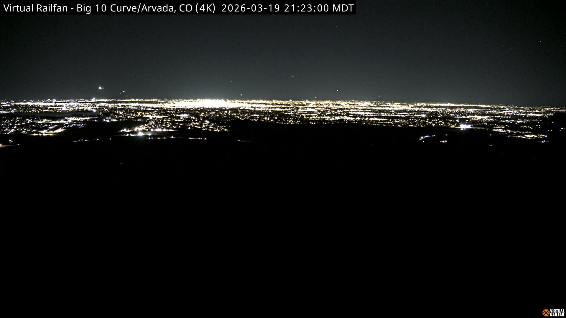 Denver Skyline  & Arvada Big  10 Curve Railroad Live Cam - Arvada, Jefferson, Colorado, USA