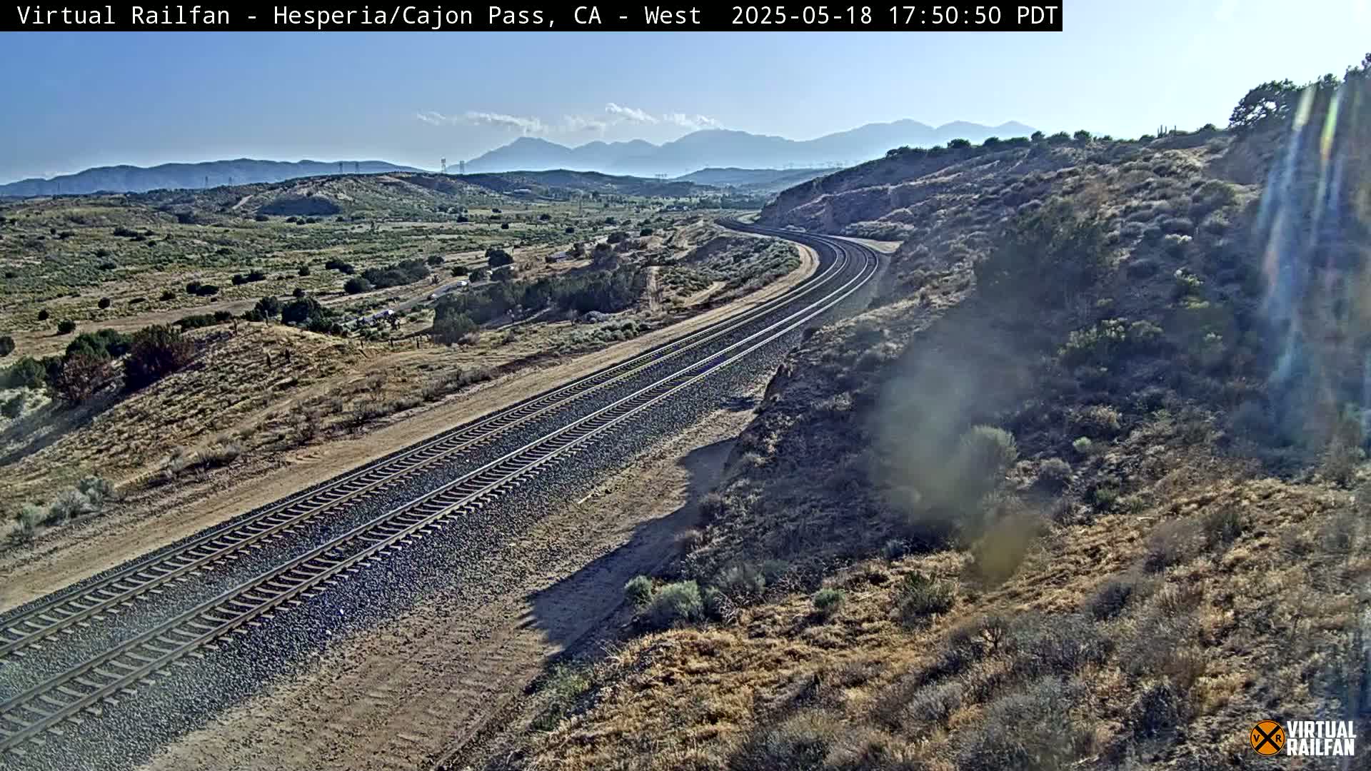 Hesperia Cajon Pass Railroad &  Mount San Antonio Panaromic Live Cam - Hesparia, San Bernardino, California, USA