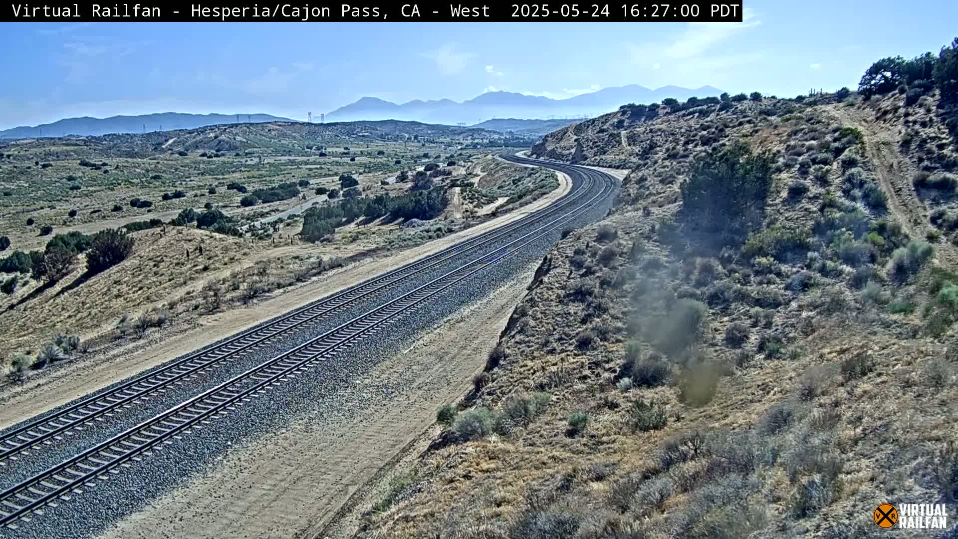 Hesperia Cajon Pass Railroad &  Mount San Antonio Panaromic Live Cam - Hesparia, San Bernardino, California, USA