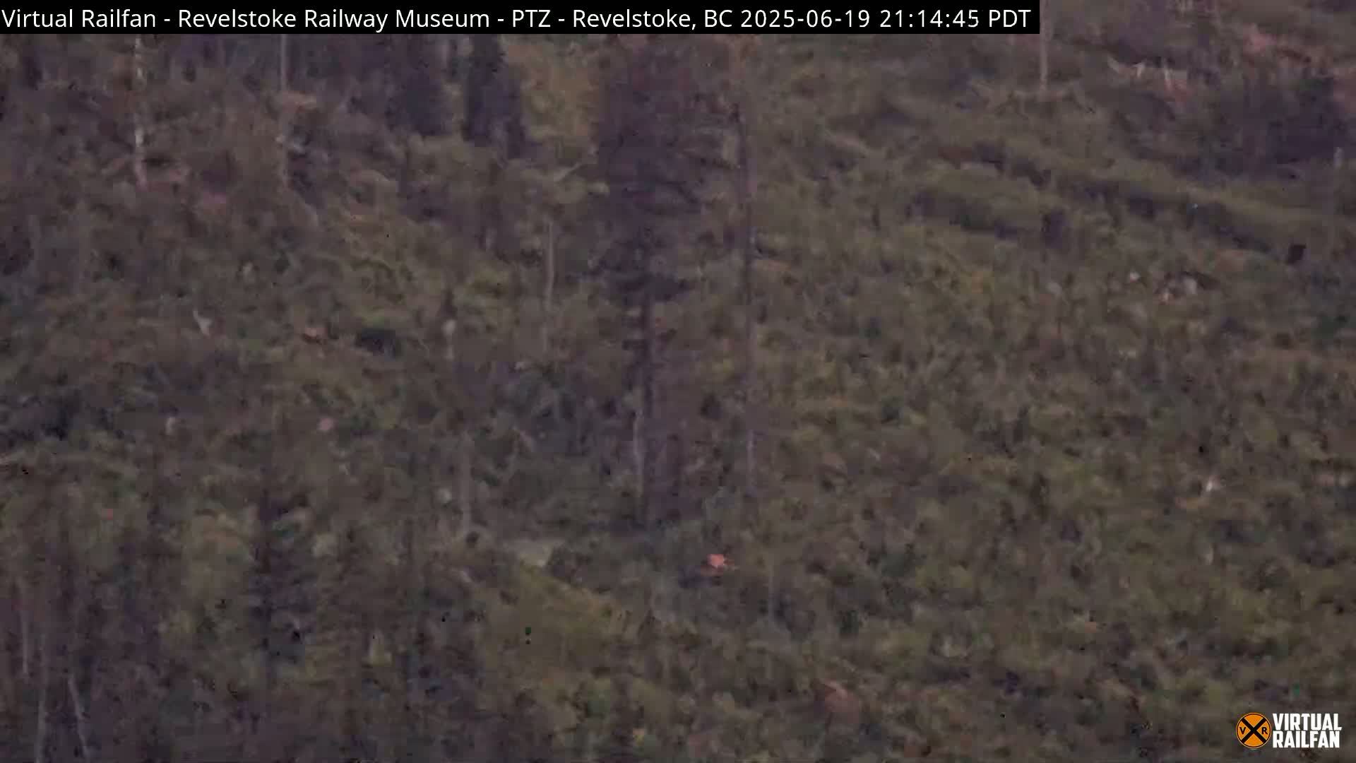Revelstoke City & Canadian Pacific Railway Railroad Crossing Live Cam - Revelstoke, Columbia-Shuswap, British Columbia, Canada  PTZ | Virtual Railfan LIVE ! 2025-03-18 12:14