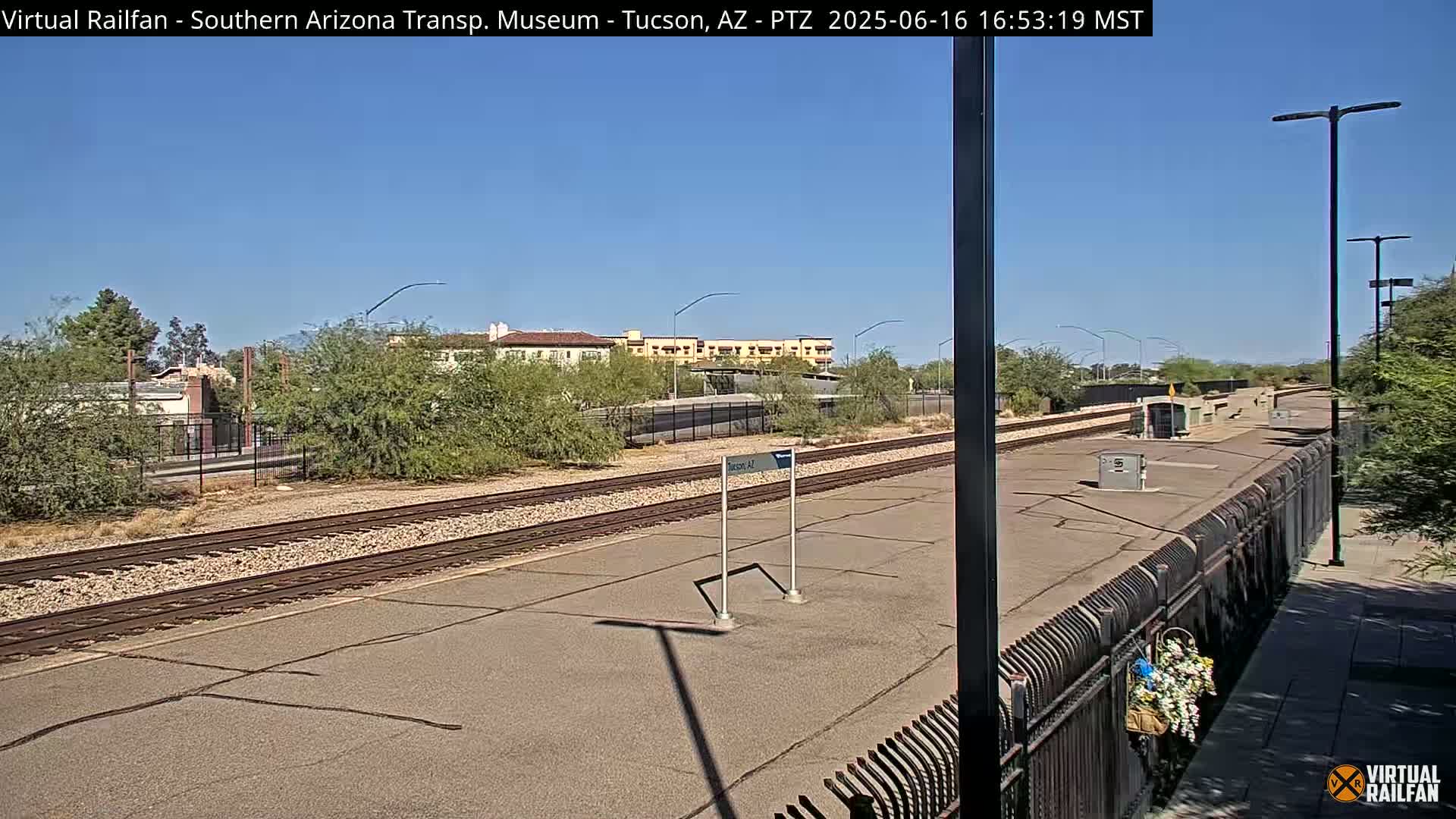 Tucson City & Tucson Transportation Museum & Amtrak  Station Railroad Crossing Live Cam - Tucson, Pima,  Arizona, USA