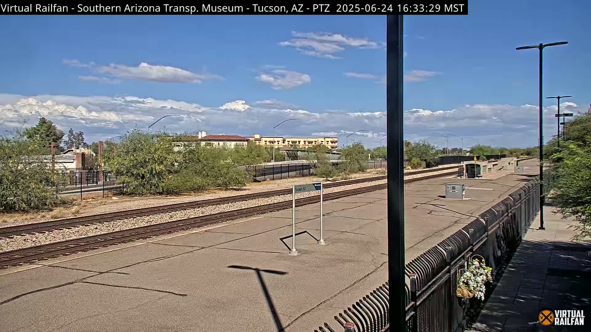 Tucson City & Tucson Transportation Museum & Amtrak  Station Railroad Crossing Live Cam - Tucson, Pima,  Arizona, USA