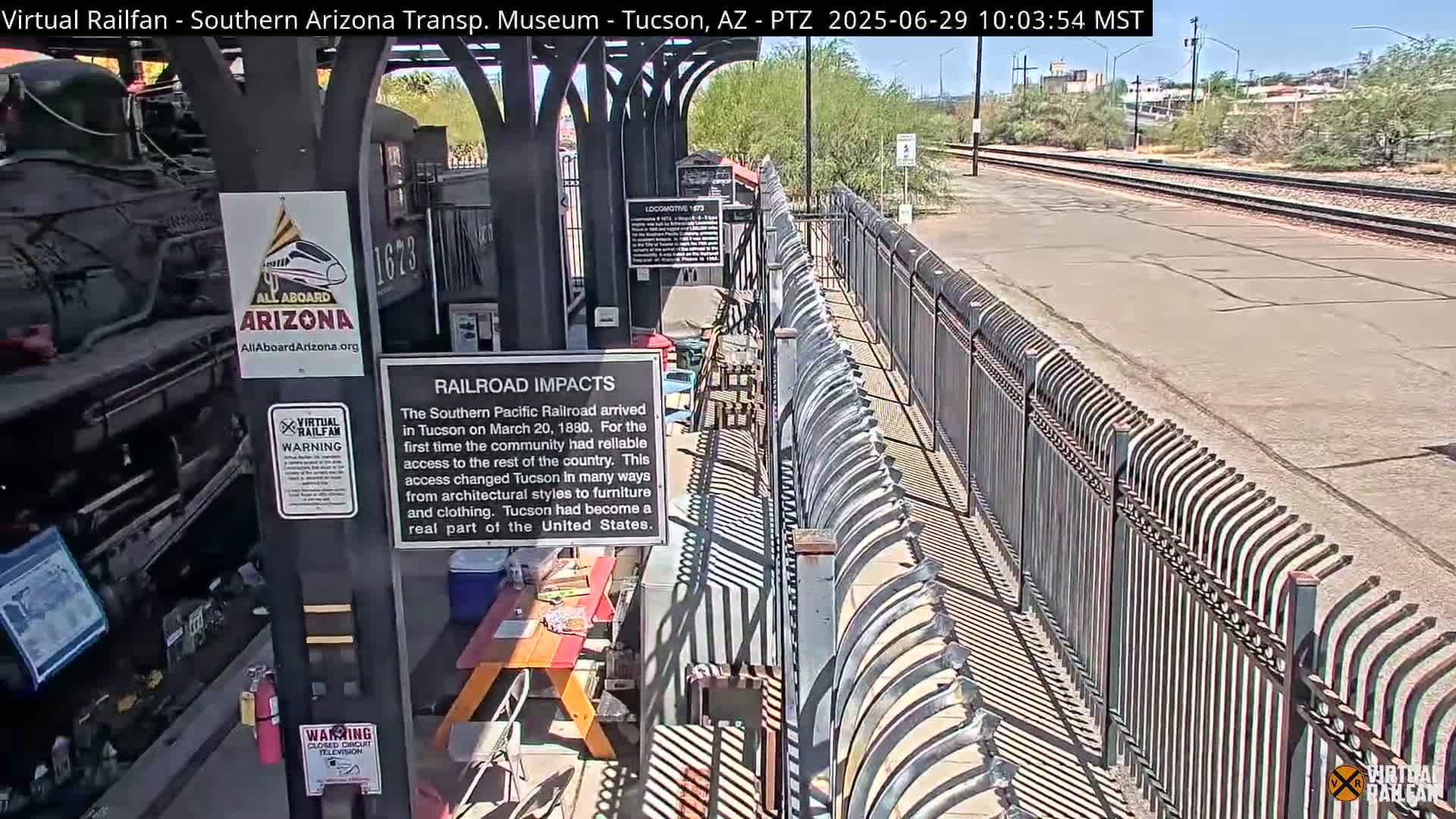 Tucson City & Tucson Transportation Museum & Amtrak  Station Railroad Crossing Live Cam - Tucson, Pima,  Arizona, USA