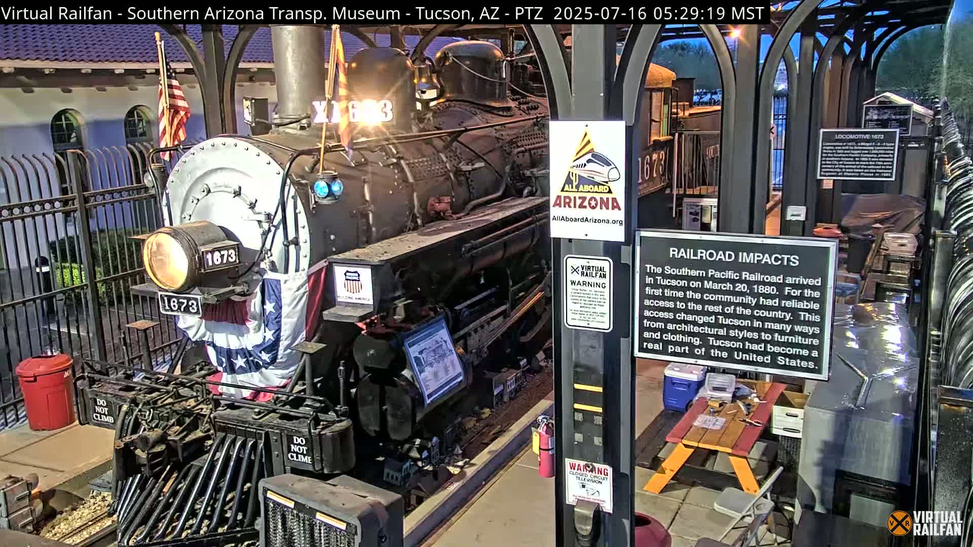 Tucson City & Tucson Transportation Museum & Amtrak  Station Railroad Crossing Live Cam - Tucson, Pima,  Arizona, USA