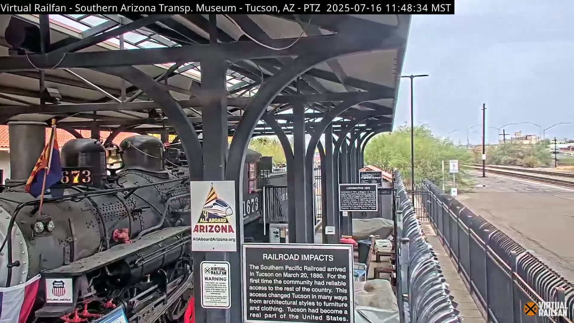 Tucson City & Tucson Transportation Museum & Amtrak  Station Railroad Crossing Live Cam - Tucson, Pima,  Arizona, USA