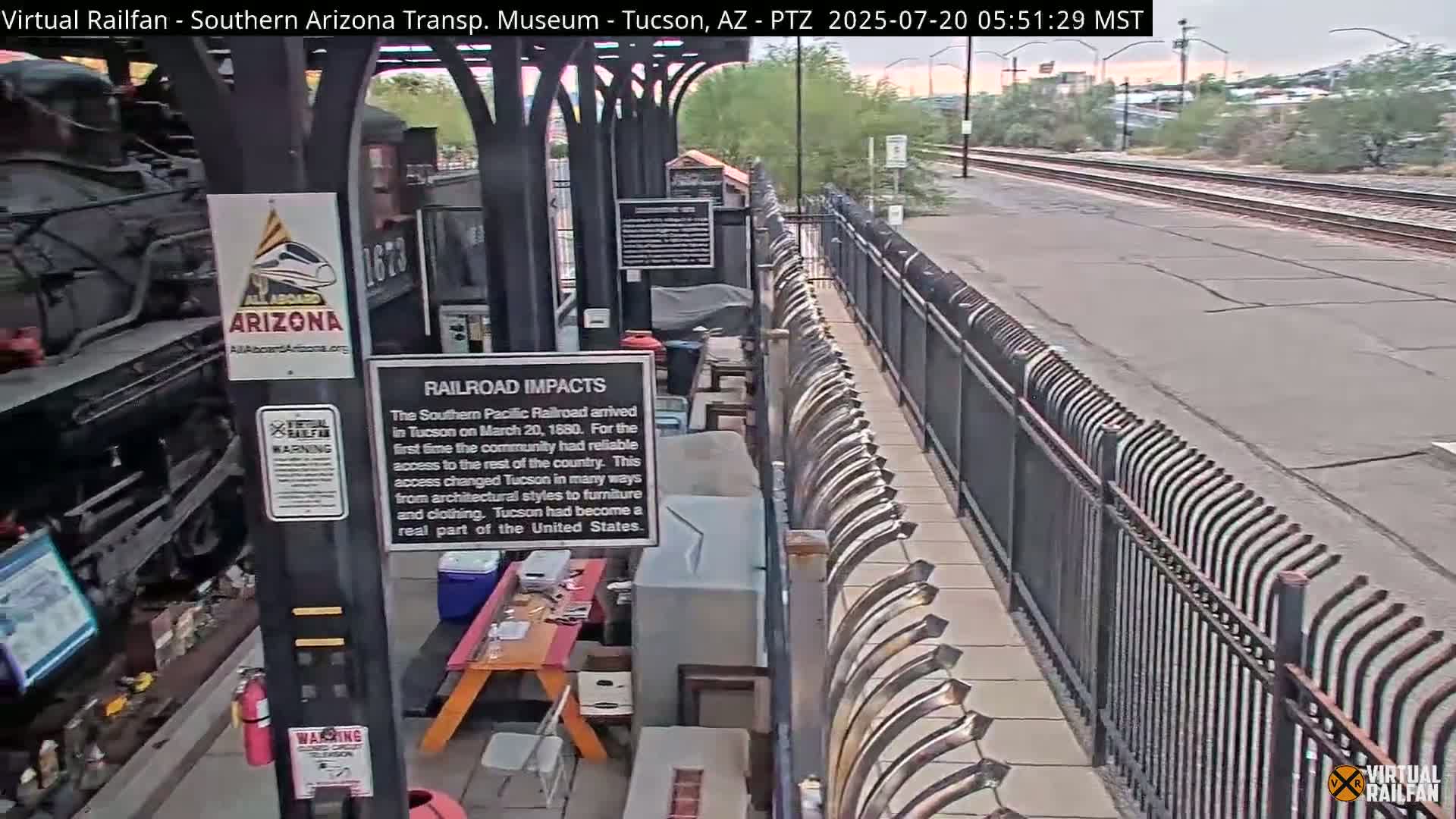 Tucson City & Tucson Transportation Museum & Amtrak  Station Railroad Crossing Live Cam - Tucson, Pima,  Arizona, USA