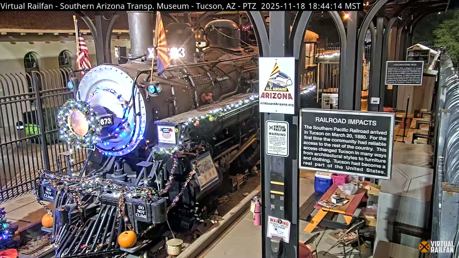Tucson City & Tucson Transportation Museum & Amtrak  Station Railroad Crossing Live Cam - Tucson, Pima,  Arizona, USA