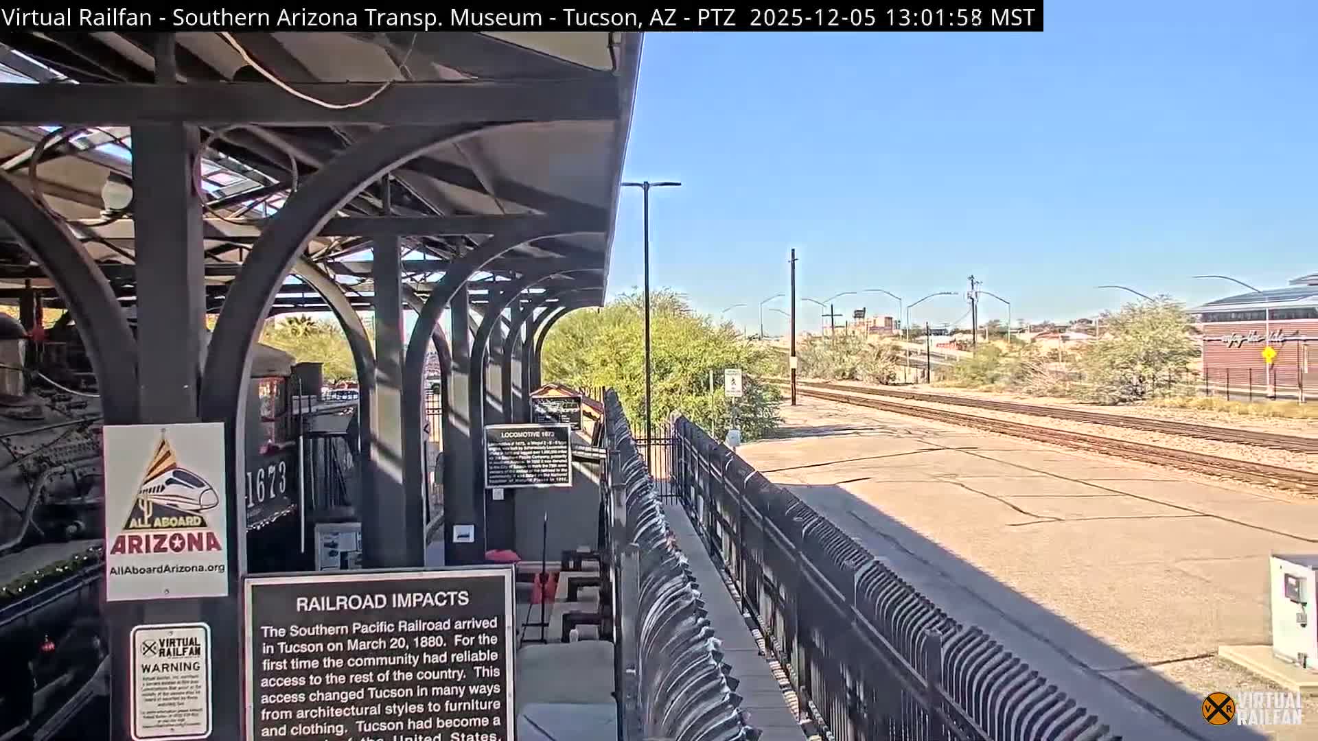 Tucson City & Tucson Transportation Museum & Amtrak  Station Railroad Crossing Live Cam - Tucson, Pima,  Arizona, USA