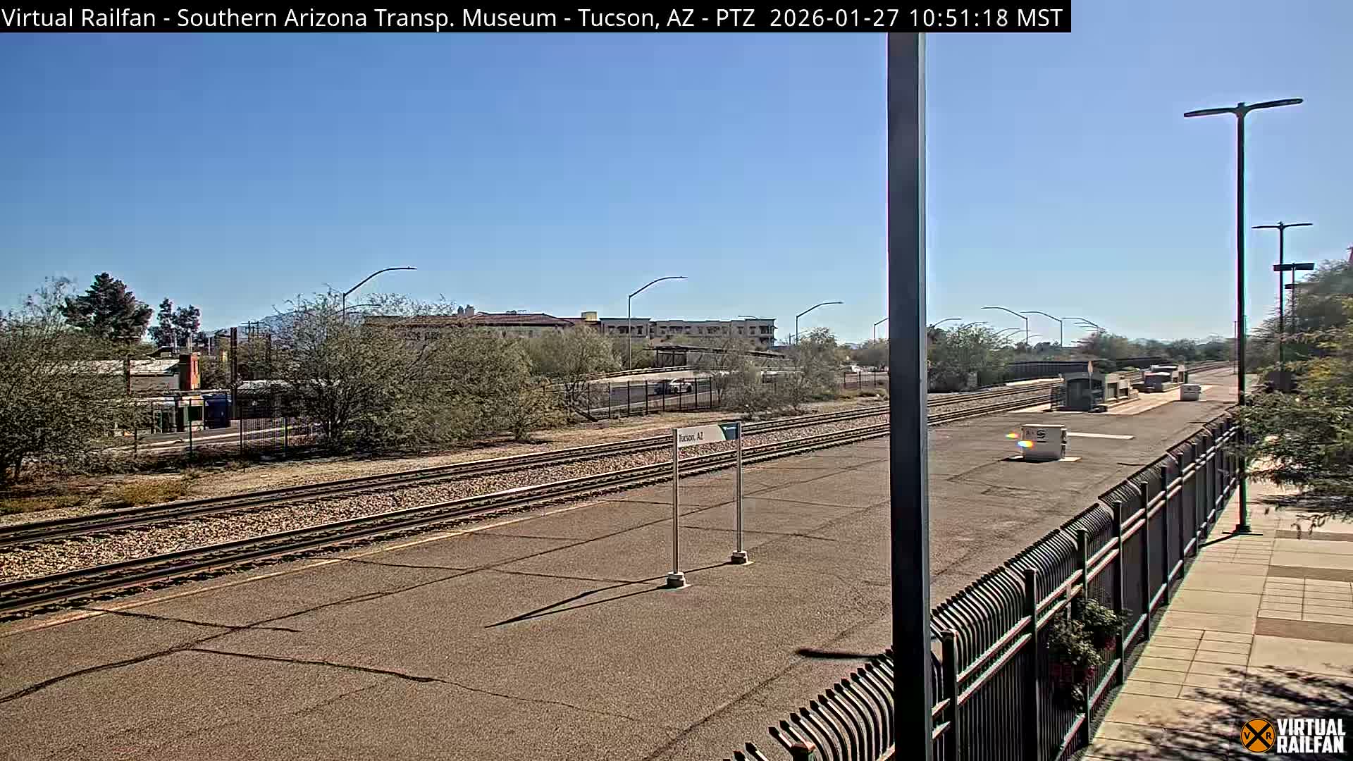 Tucson City & Tucson Transportation Museum & Amtrak  Station Railroad Crossing Live Cam - Tucson, Pima,  Arizona, USA