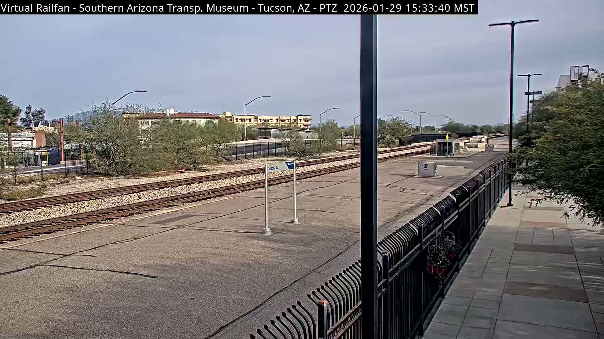 Tucson City & Tucson Transportation Museum & Amtrak  Station Railroad Crossing Live Cam - Tucson, Pima,  Arizona, USA