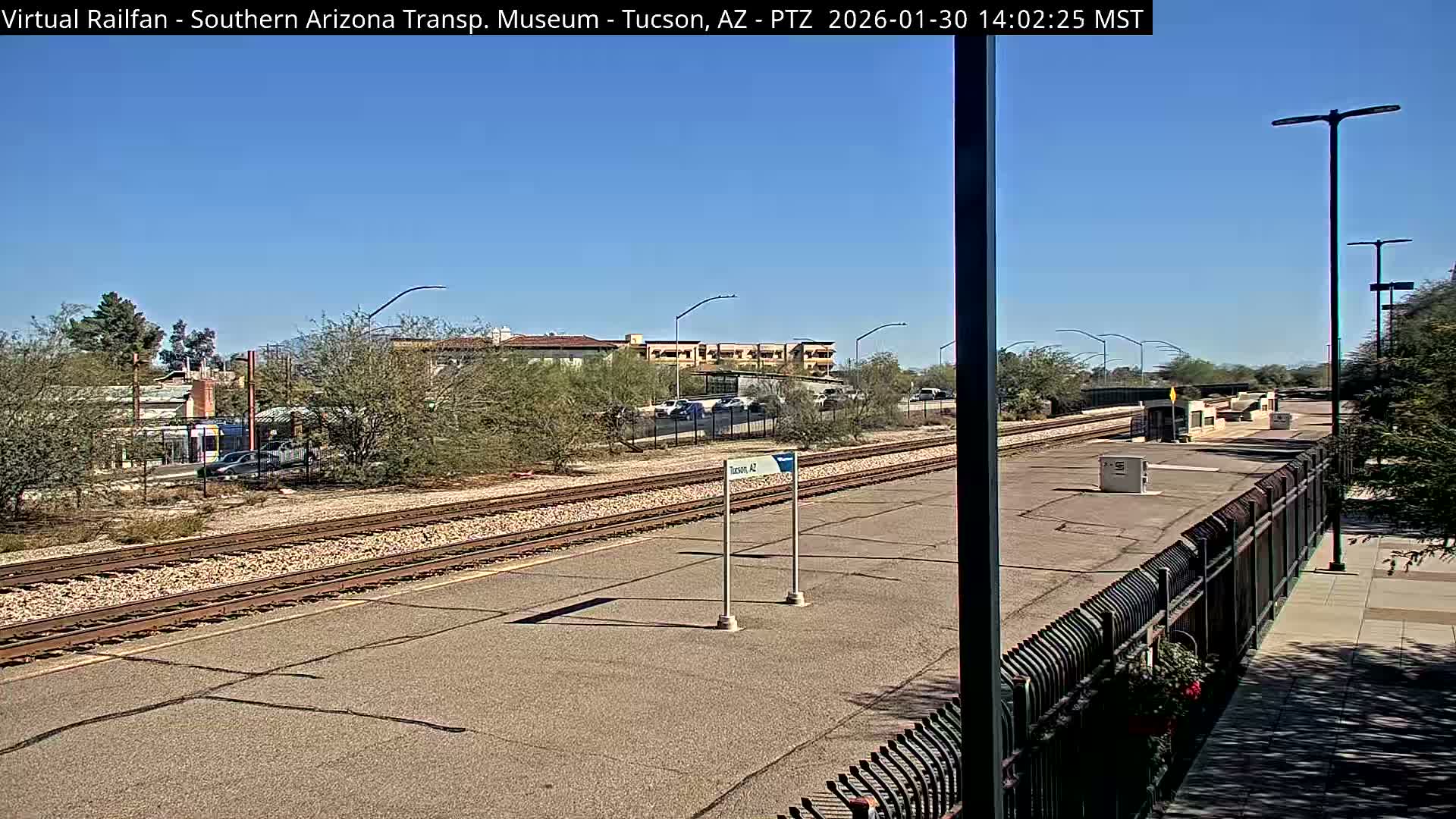 Tucson City & Tucson Transportation Museum & Amtrak  Station Railroad Crossing Live Cam - Tucson, Pima,  Arizona, USA