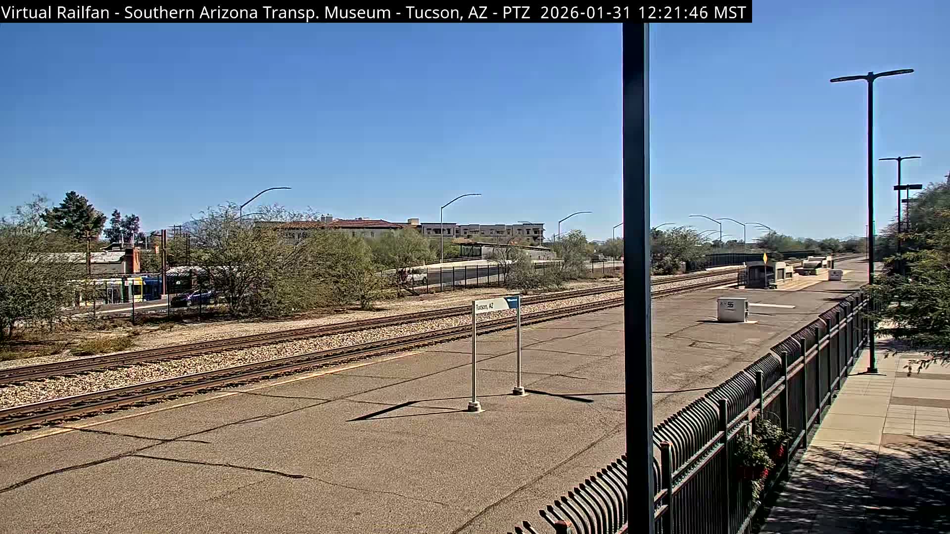 Tucson City & Tucson Transportation Museum & Amtrak  Station Railroad Crossing Live Cam - Tucson, Pima,  Arizona, USA