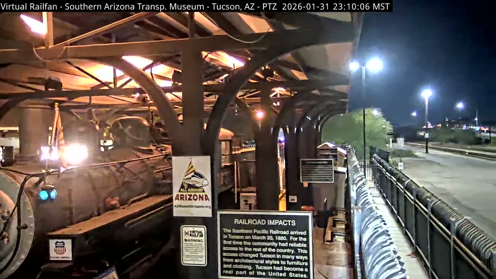 Tucson City & Tucson Transportation Museum & Amtrak  Station Railroad Crossing Live Cam - Tucson, Pima,  Arizona, USA