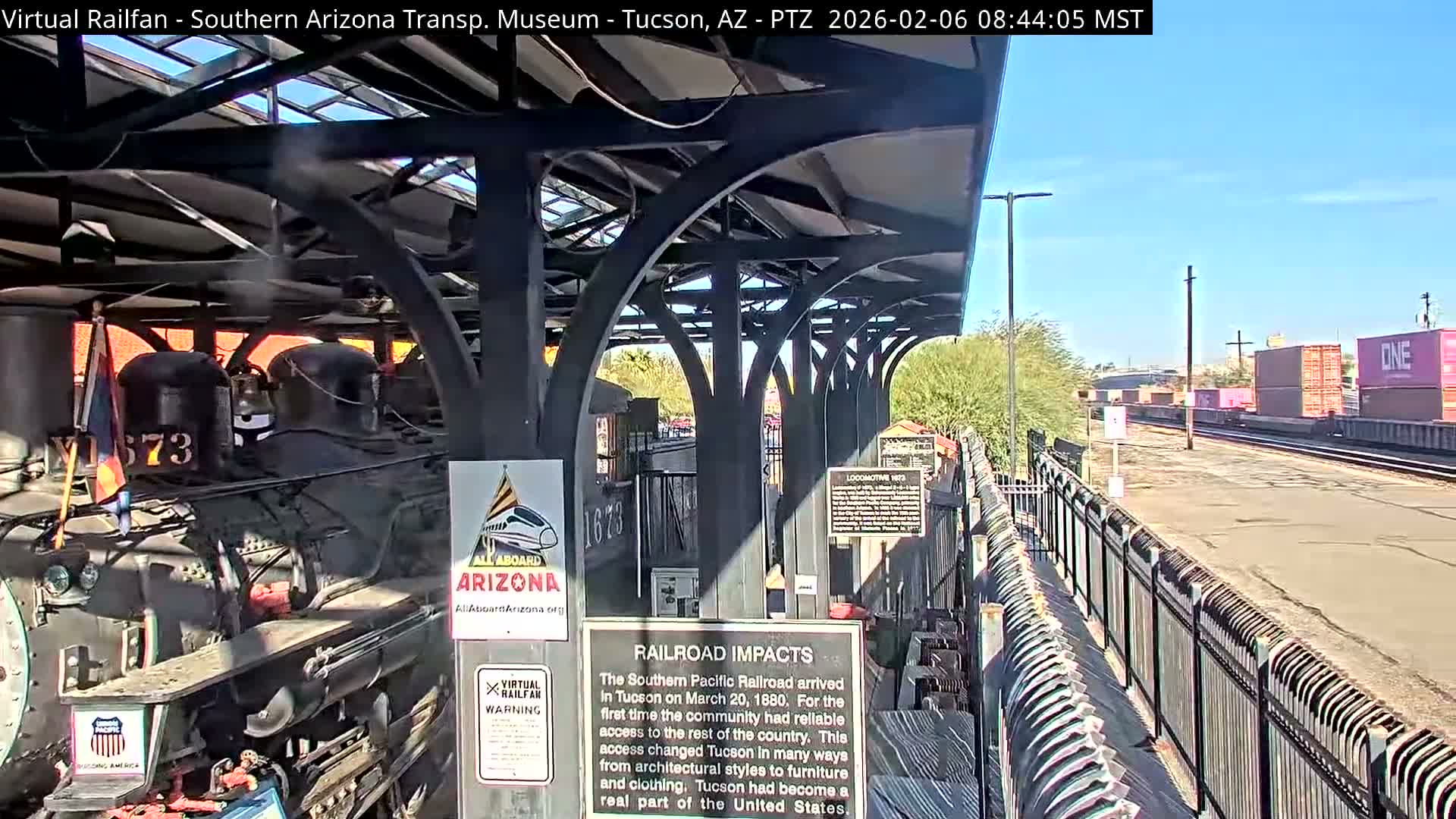 Tucson City & Tucson Transportation Museum & Amtrak  Station Railroad Crossing Live Cam - Tucson, Pima,  Arizona, USA