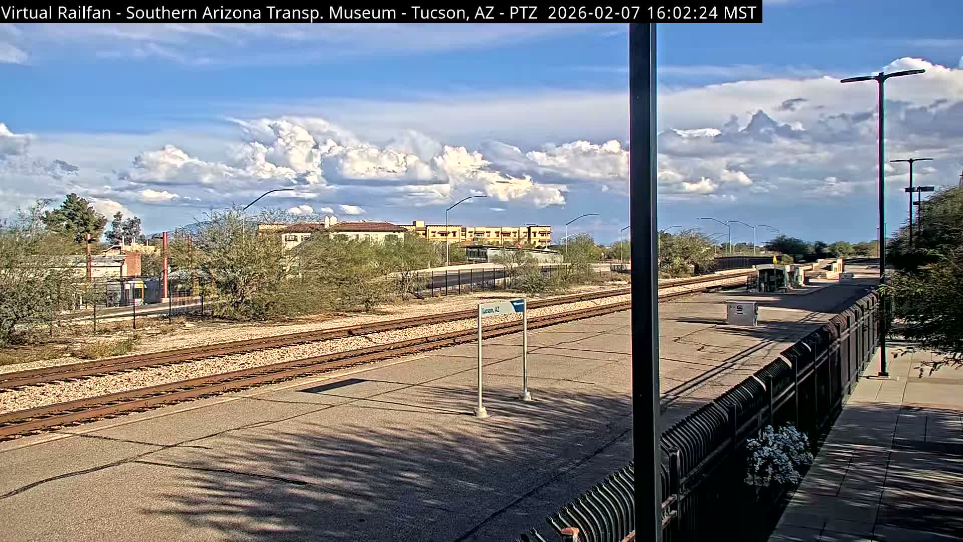 Tucson City & Tucson Transportation Museum & Amtrak  Station Railroad Crossing Live Cam - Tucson, Pima,  Arizona, USA