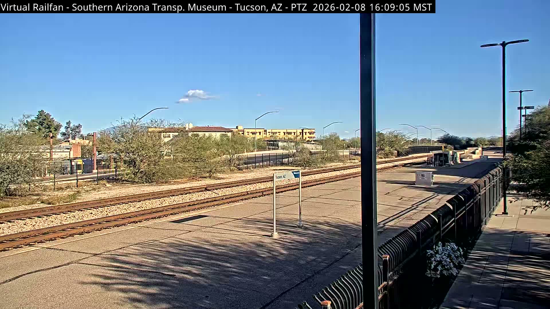 Tucson City & Tucson Transportation Museum & Amtrak  Station Railroad Crossing Live Cam - Tucson, Pima,  Arizona, USA