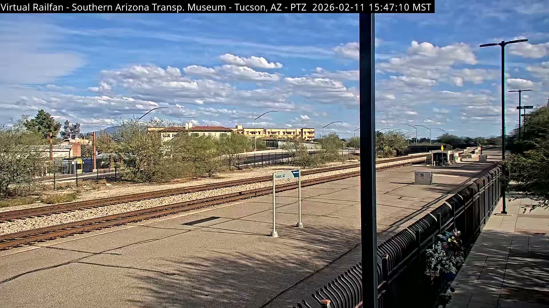Tucson City & Tucson Transportation Museum & Amtrak  Station Railroad Crossing Live Cam - Tucson, Pima,  Arizona, USA