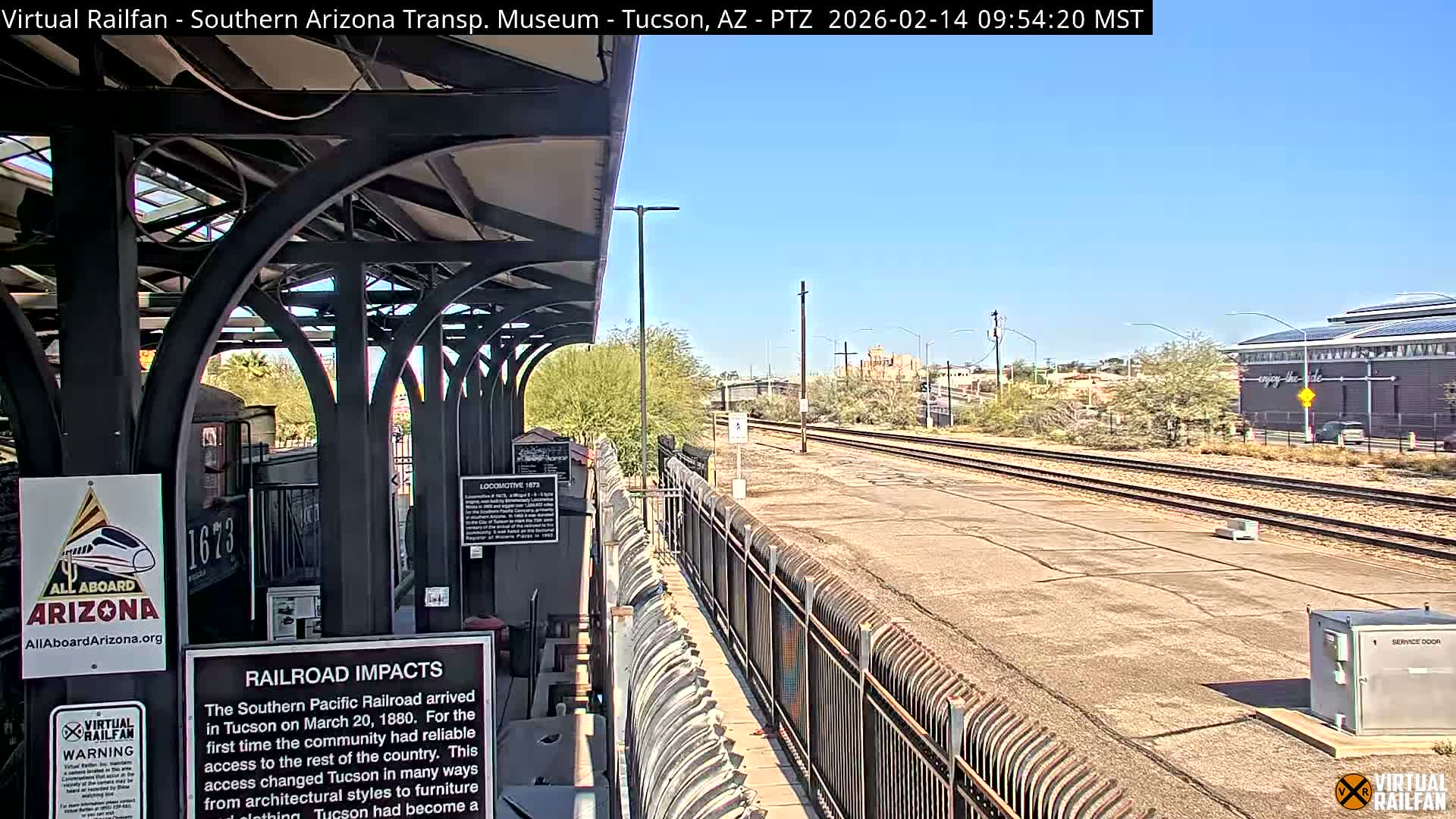 Tucson City & Tucson Transportation Museum & Amtrak  Station Railroad Crossing Live Cam - Tucson, Pima,  Arizona, USA