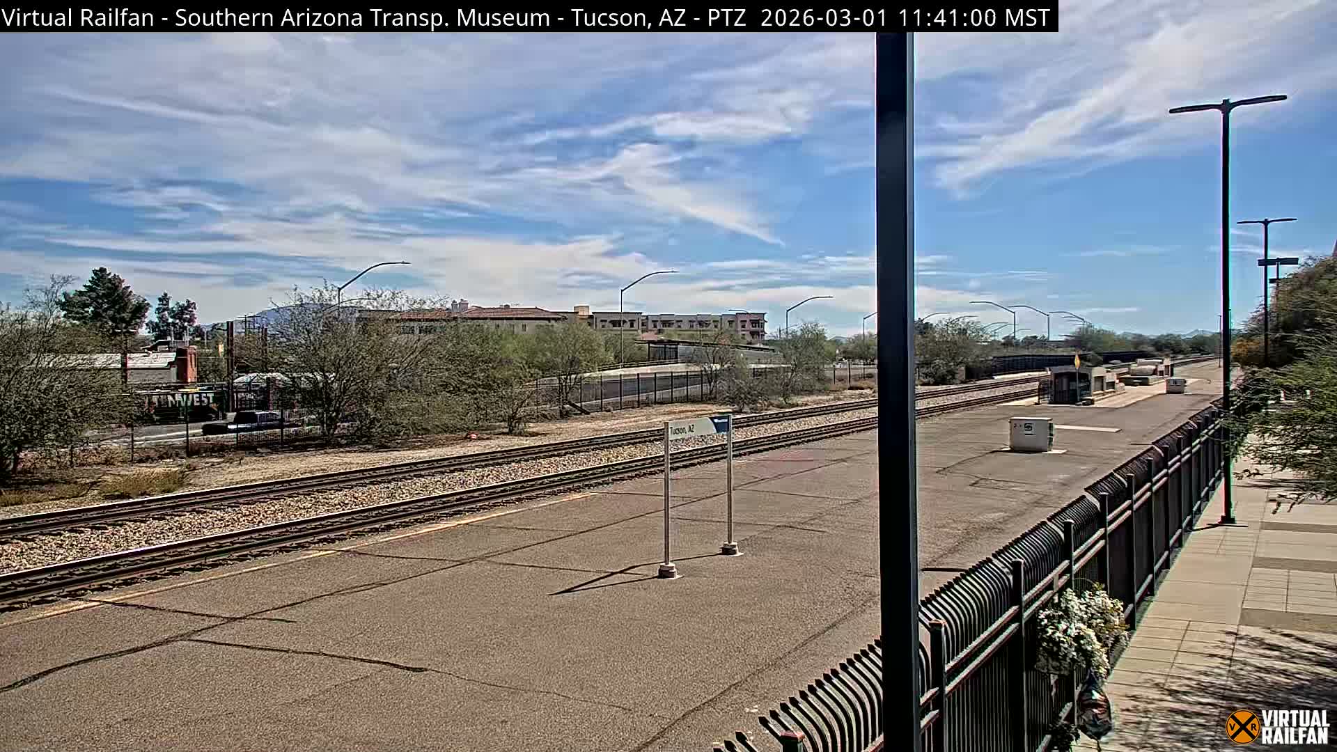 Tucson City & Tucson Transportation Museum & Amtrak  Station Railroad Crossing Live Cam - Tucson, Pima,  Arizona, USA