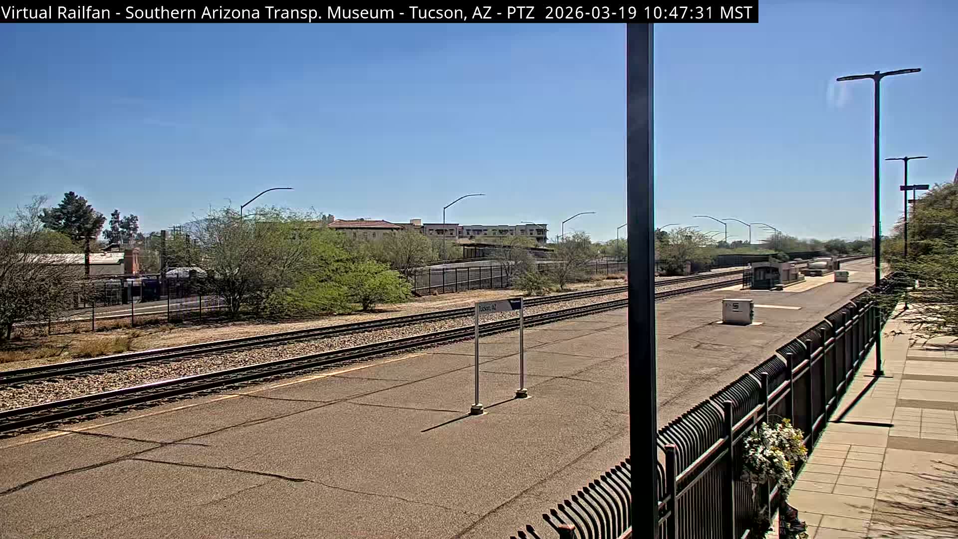 Tucson City & Tucson Transportation Museum & Amtrak  Station Railroad Crossing Live Cam - Tucson, Pima,  Arizona, USA