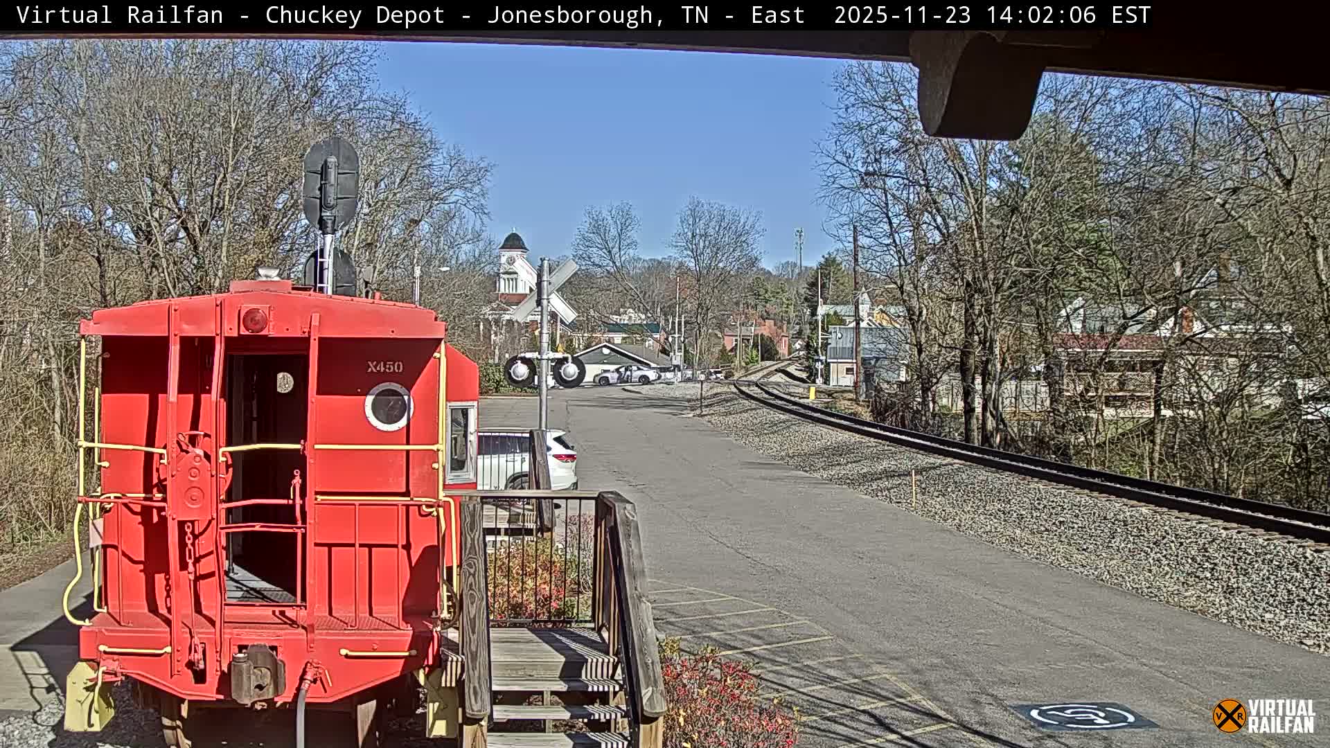 Jonesborough, Chuckey Railroad Depot Museum Railroad Crossing Live Cam - Jonesborough, Washington Tennessee, USA