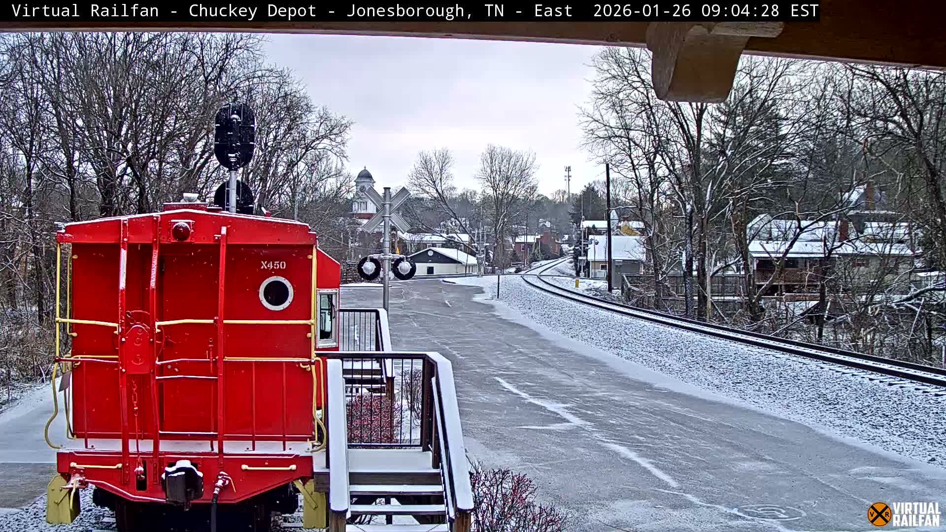 Jonesborough, Chuckey Railroad Depot Museum Railroad Crossing Live Cam - Jonesborough, Washington Tennessee, USA