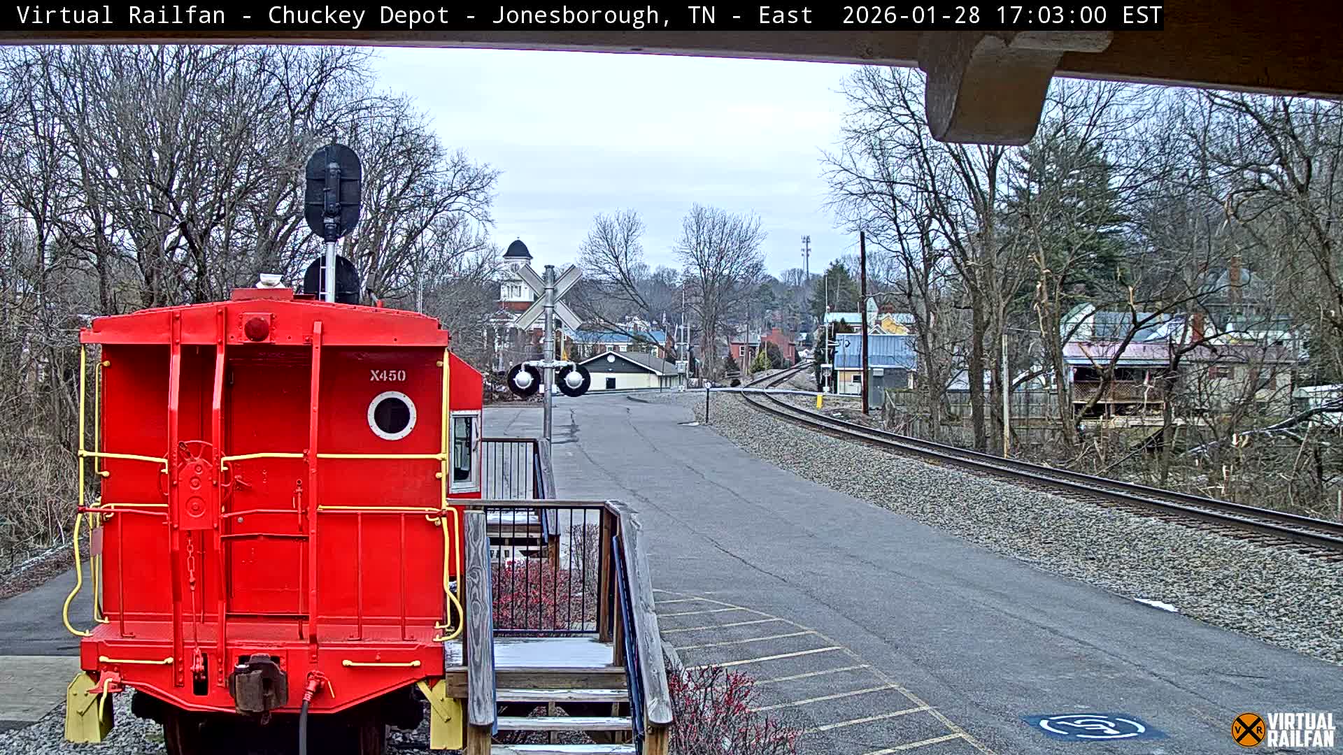 Jonesborough, Chuckey Railroad Depot Museum Railroad Crossing Live Cam - Jonesborough, Washington Tennessee, USA