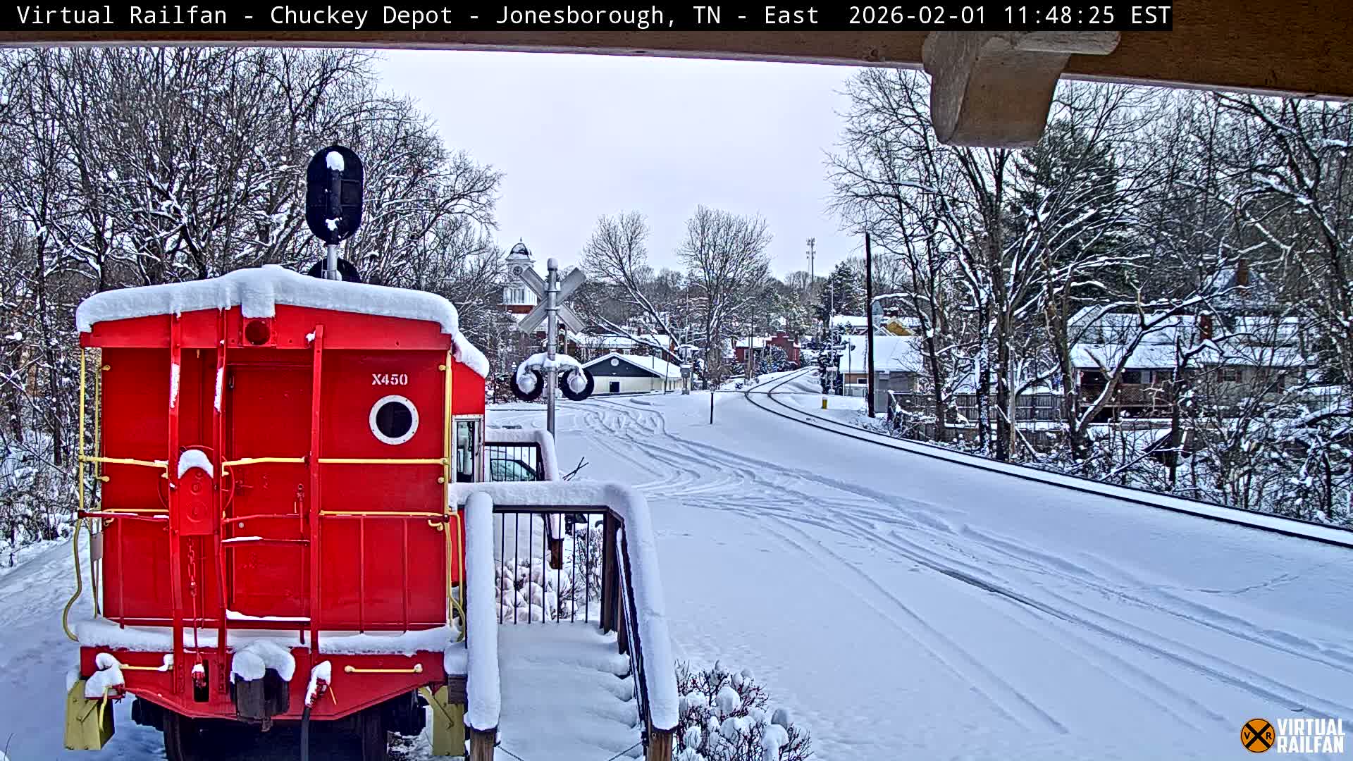 Jonesborough, Chuckey Railroad Depot Museum Railroad Crossing Live Cam - Jonesborough, Washington Tennessee, USA