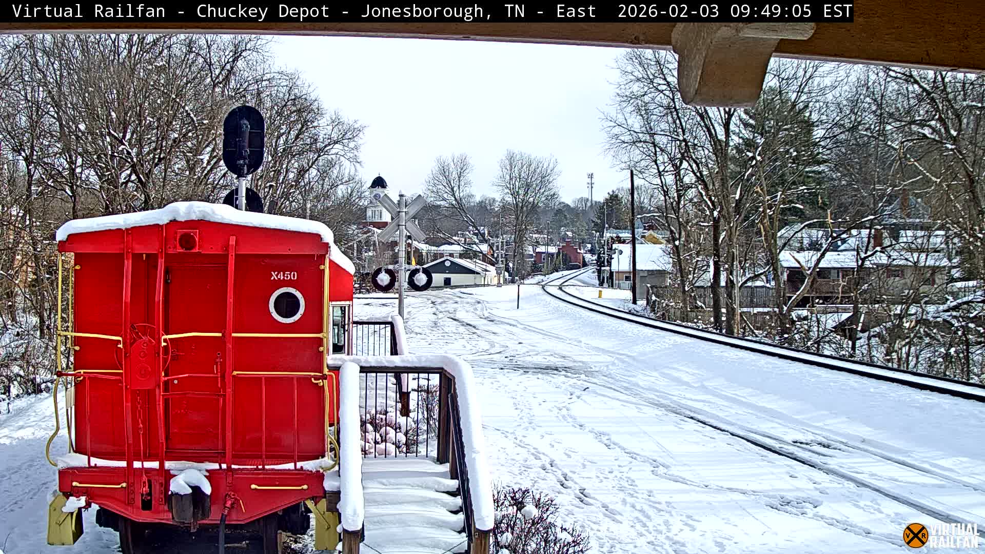 Jonesborough, Chuckey Railroad Depot Museum Railroad Crossing Live Cam - Jonesborough, Washington Tennessee, USA