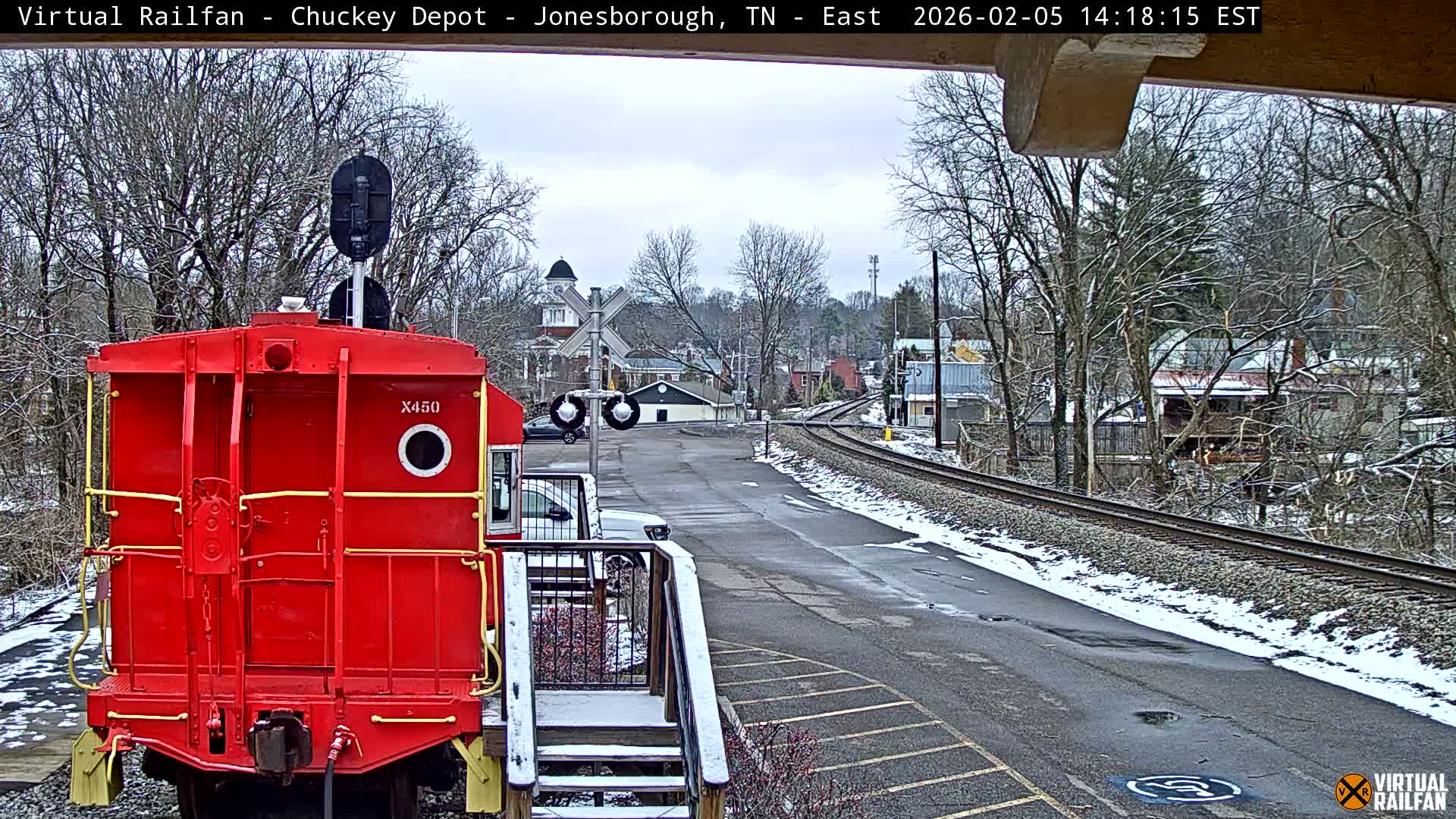 Jonesborough, Chuckey Railroad Depot Museum Railroad Crossing Live Cam - Jonesborough, Washington Tennessee, USA