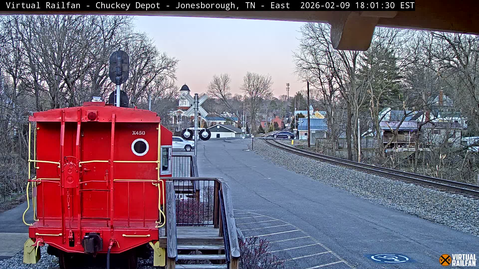 Jonesborough, Chuckey Railroad Depot Museum Railroad Crossing Live Cam - Jonesborough, Washington Tennessee, USA