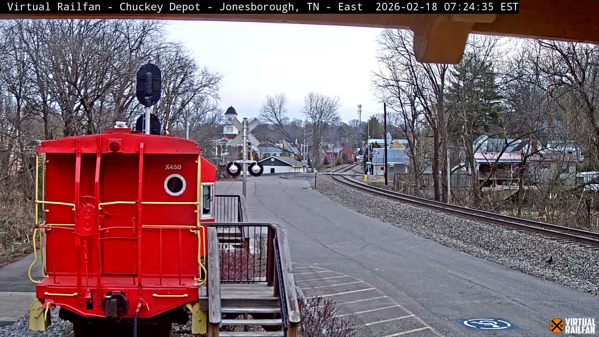 Jonesborough, Chuckey Railroad Depot Museum Railroad Crossing Live Cam - Jonesborough, Washington Tennessee, USA