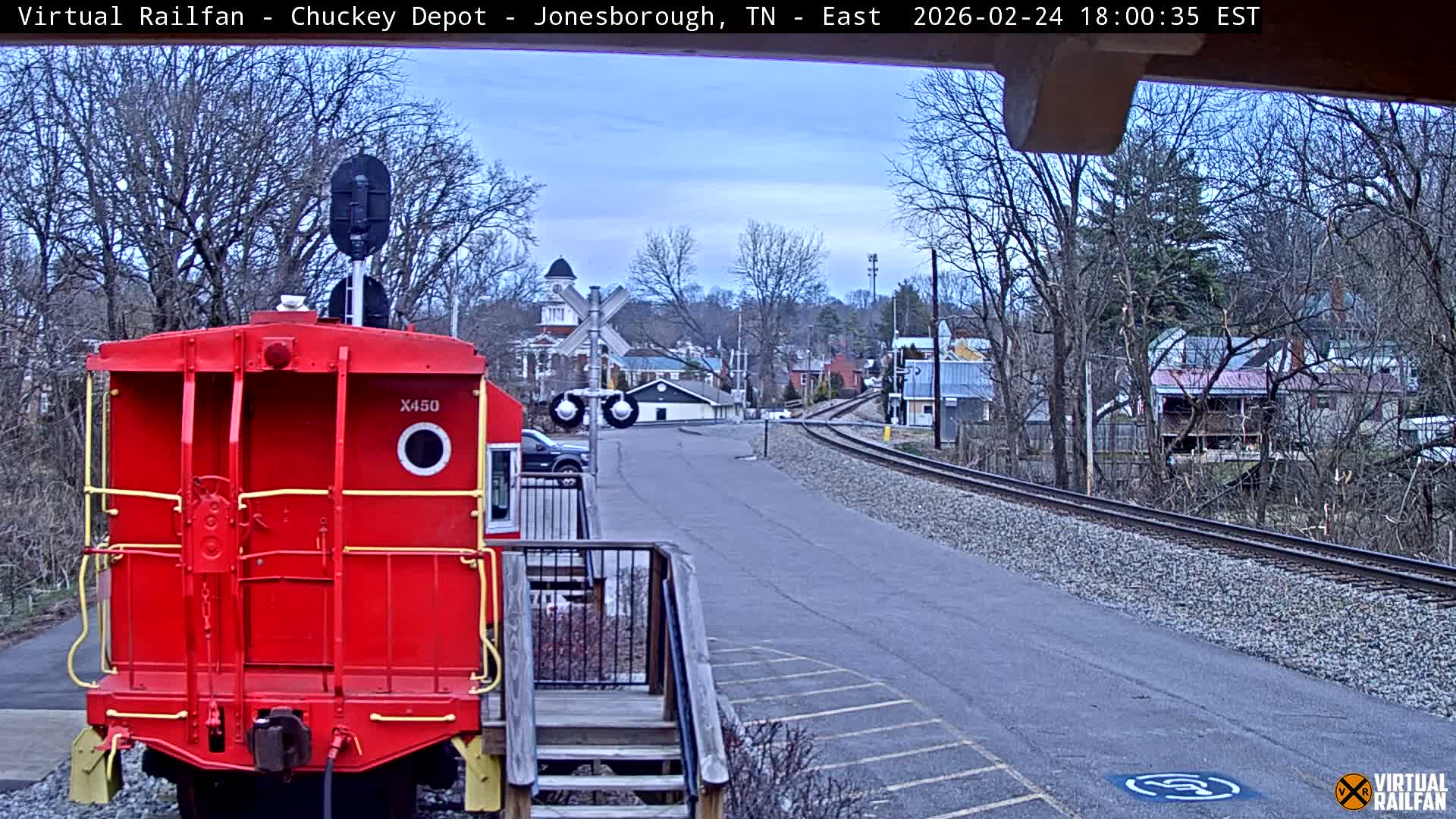 Jonesborough, Chuckey Railroad Depot Museum Railroad Crossing Live Cam - Jonesborough, Washington Tennessee, USA