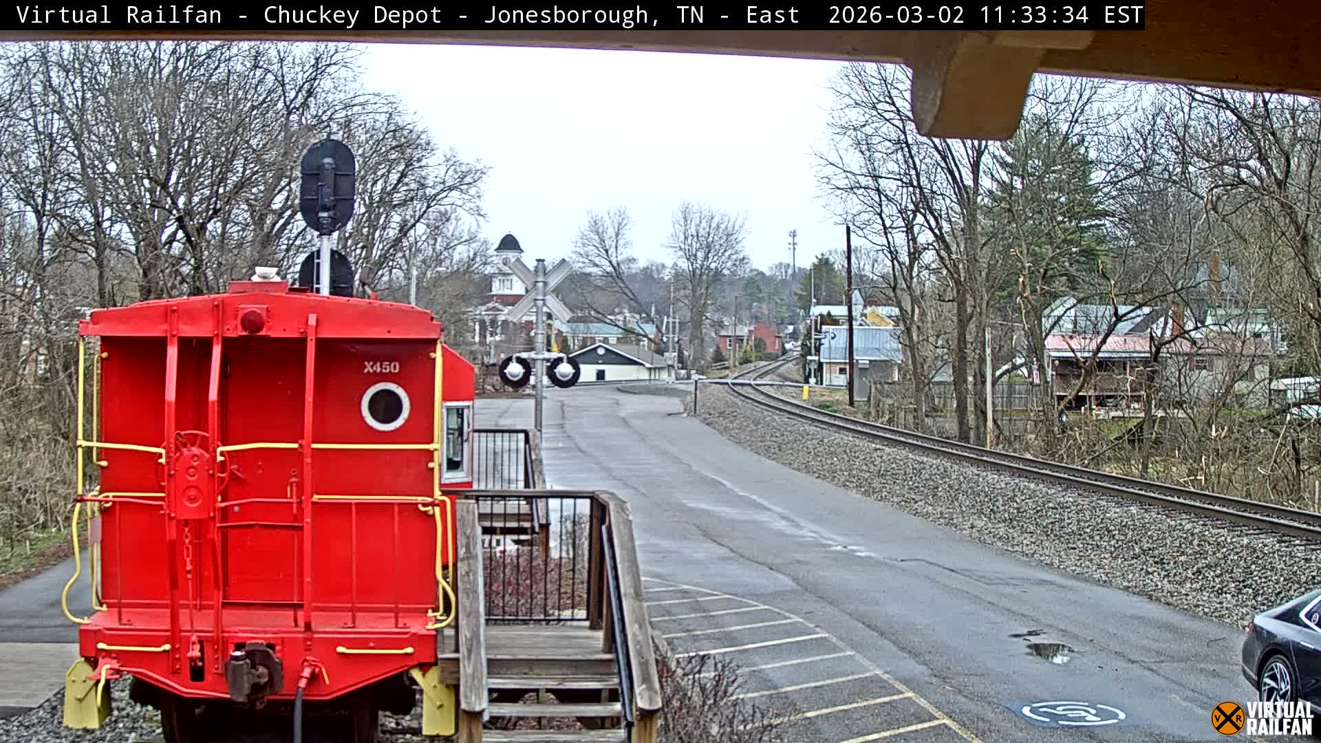 Jonesborough, Chuckey Railroad Depot Museum Railroad Crossing Live Cam - Jonesborough, Washington Tennessee, USA
