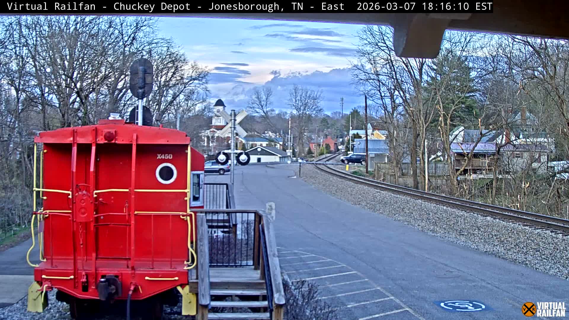Jonesborough, Chuckey Railroad Depot Museum Railroad Crossing Live Cam - Jonesborough, Washington Tennessee, USA