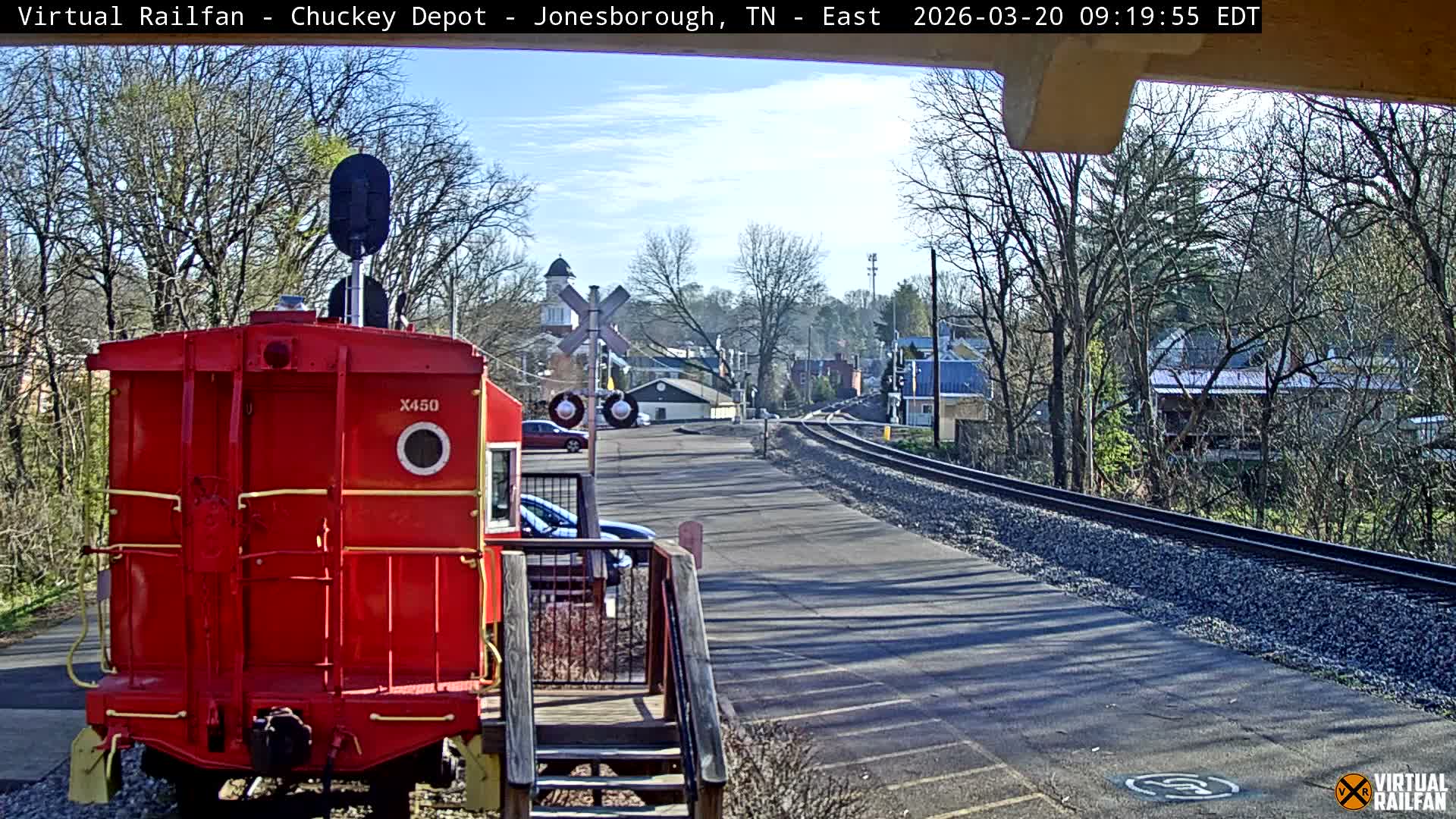 Jonesborough, Chuckey Railroad Depot Museum Railroad Crossing Live Cam - Jonesborough, Washington Tennessee, USA