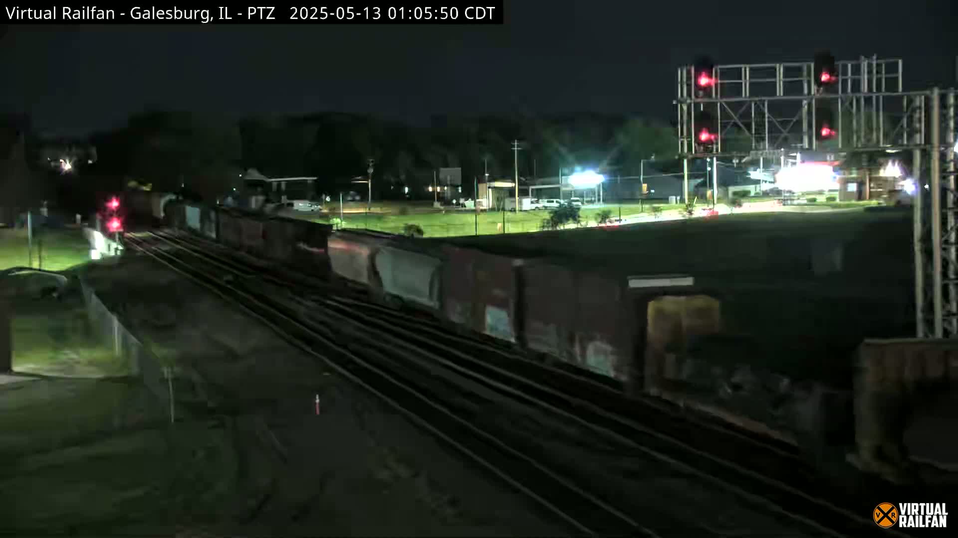 Galesburg City Skyline & Galesburg  Railway Station Railroad Crossing Junction Live Cam- Galesburg, Knox, Illinois, USA