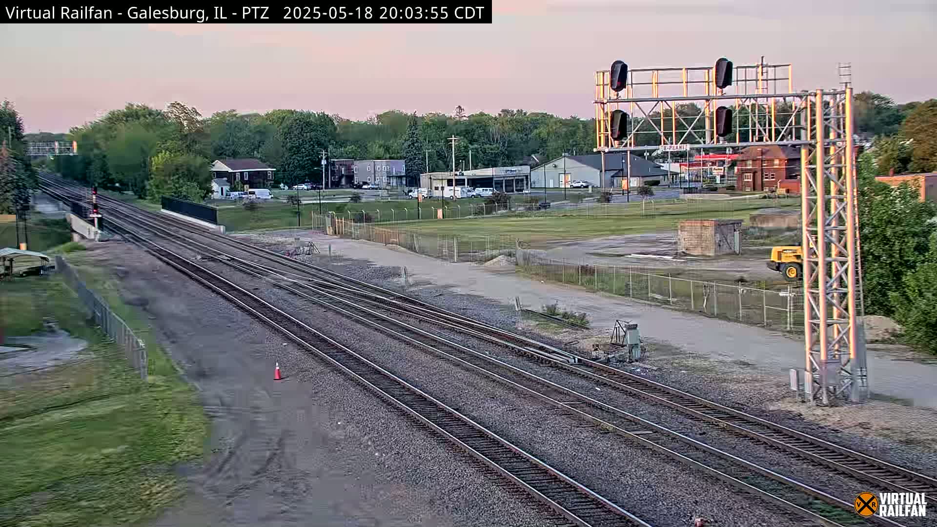 Galesburg City Skyline & Galesburg  Railway Station Railroad Crossing Junction Live Cam- Galesburg, Knox, Illinois, USA