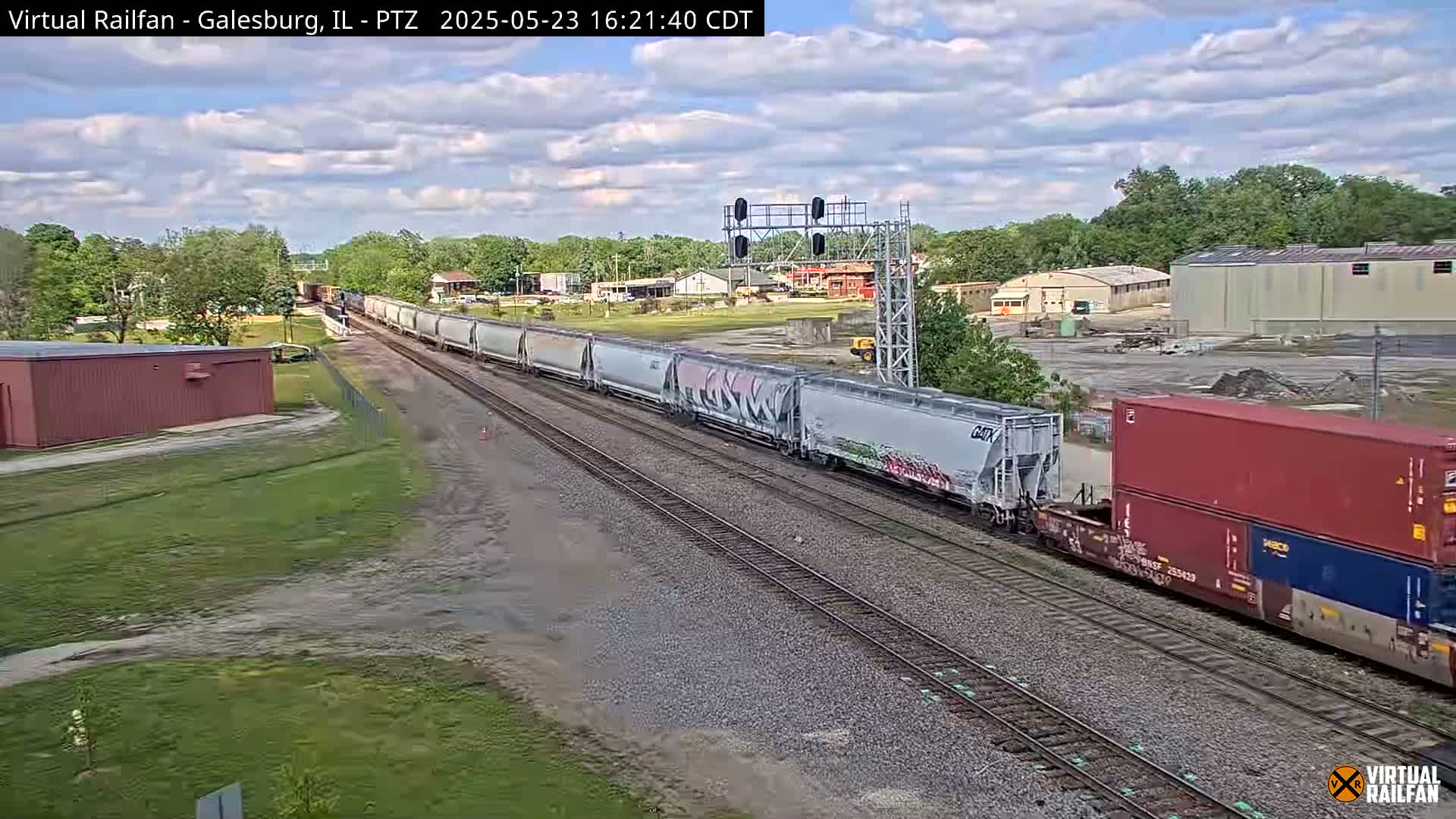 Galesburg City Skyline & Galesburg  Railway Station Railroad Crossing Junction Live Cam- Galesburg, Knox, Illinois, USA