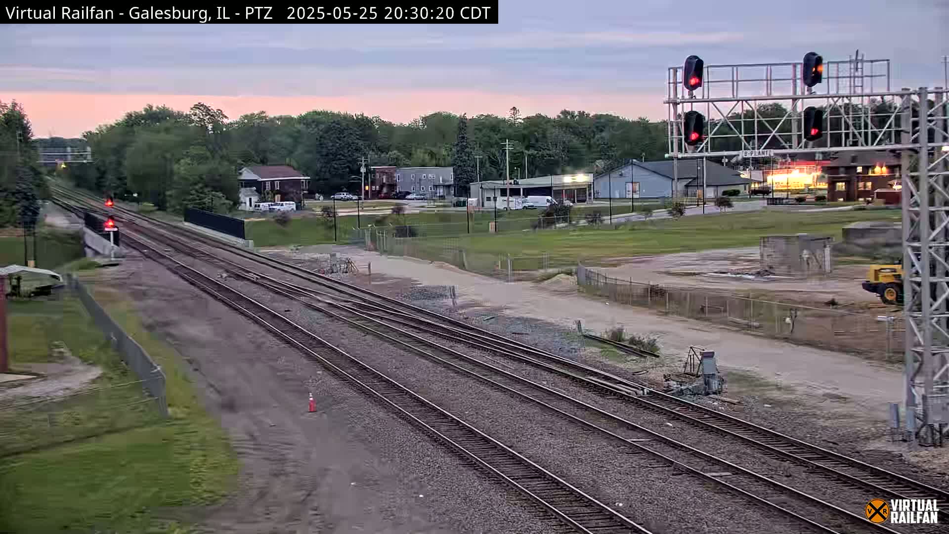 Galesburg City Skyline & Galesburg  Railway Station Railroad Crossing Junction Live Cam- Galesburg, Knox, Illinois, USA