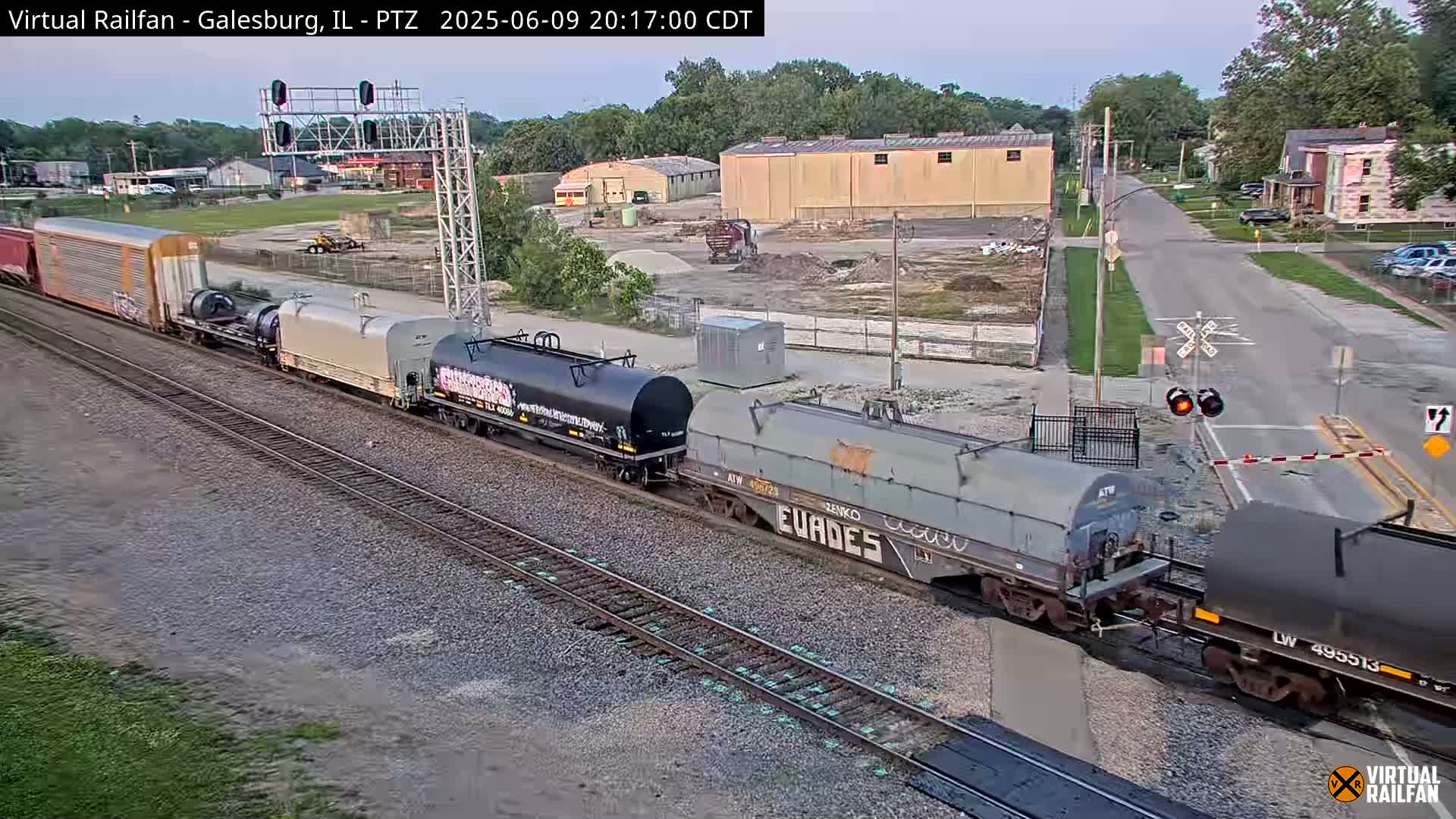 Galesburg City Skyline & Galesburg  Railway Station Railroad Crossing Junction Live Cam- Galesburg, Knox, Illinois, USA